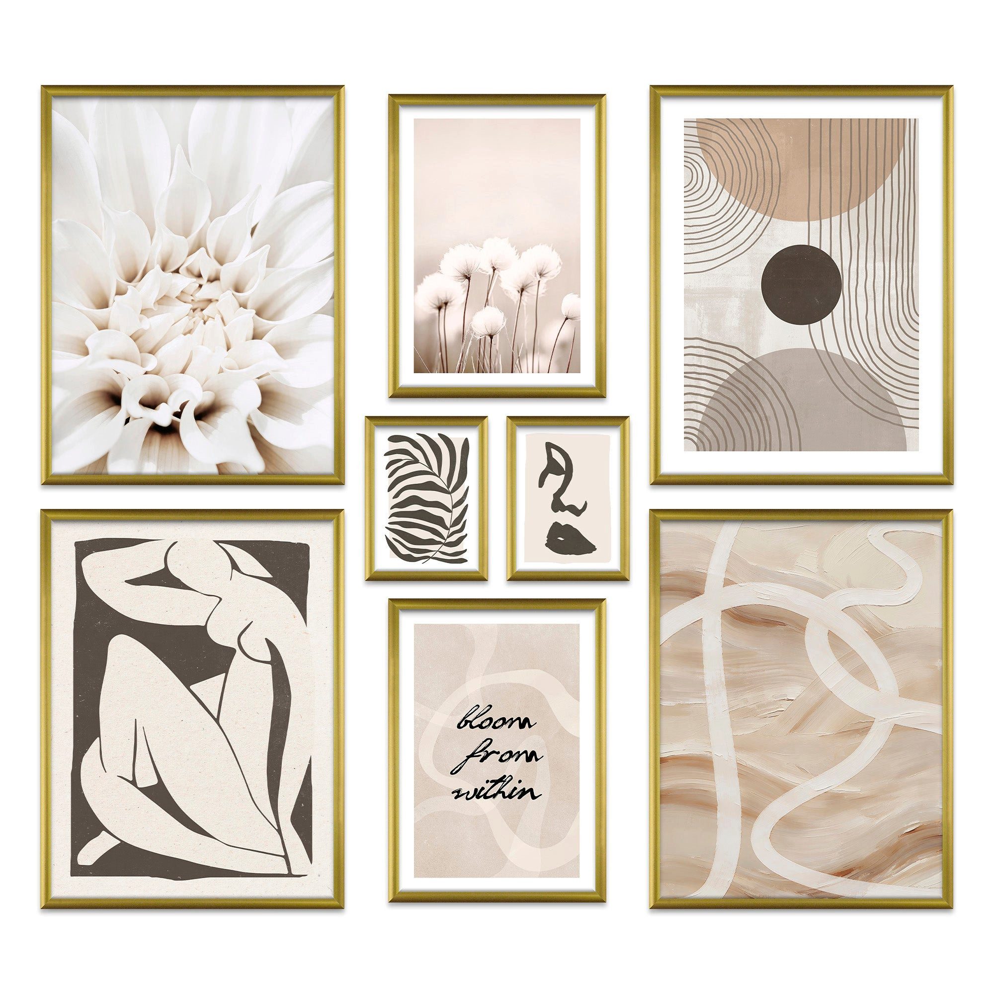 ARTFAVES Bilder-Collage Poster Set Abstract Black Art I mehrteilige Bilderwand I Wandbilder Ab, (Wandbilder modern, 8 St)