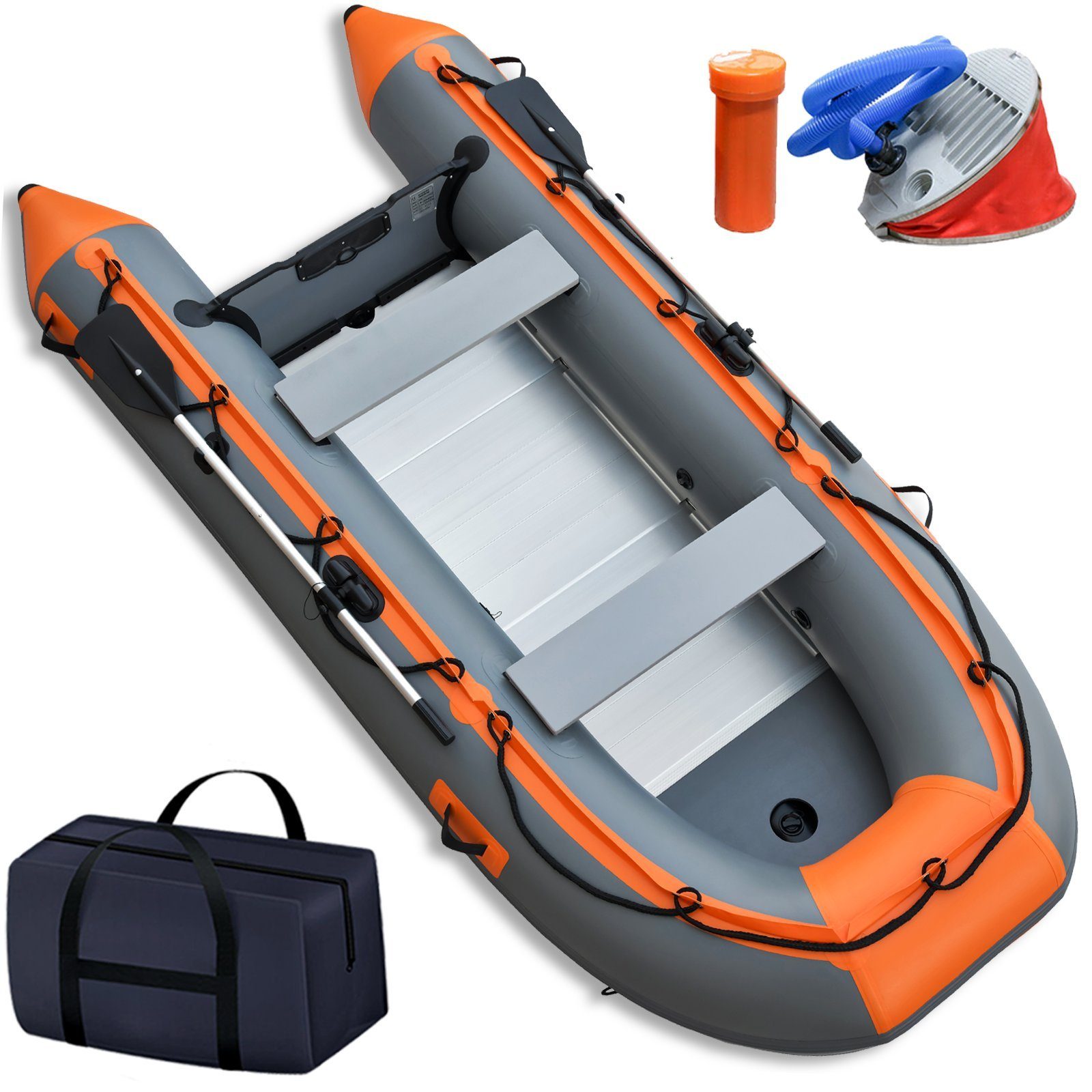 VENDOMNIA Schlauchboot 3,30 m für 5+1 Personen - 330 x 155 cm, (max 566 kg, Alupaddel, Aluboden, Fußluftpumpe, Zubehör, PVC, -, Motorboot, Ruderboot, Paddelboot, Freizeitboot 5 Erwachsene + 1 Kind), Maße (L/B/H): ca. 330/155/72 cm