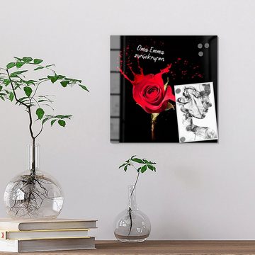 DEQORI Magnettafel 'Zerfließende Rosenblüte', Whiteboard Pinnwand beschreibbar
