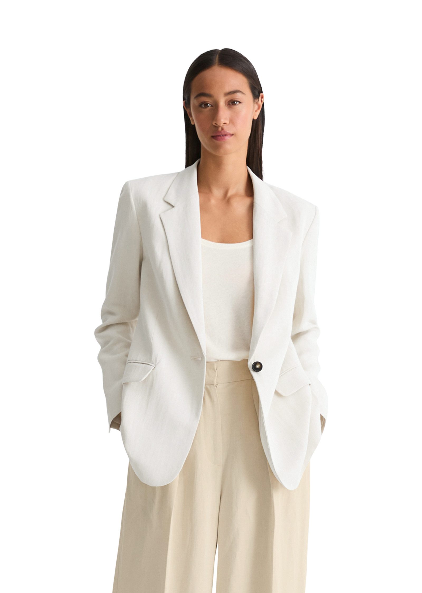 Marc O'Polo Longblazer aus Viskose-Leinen-Mix