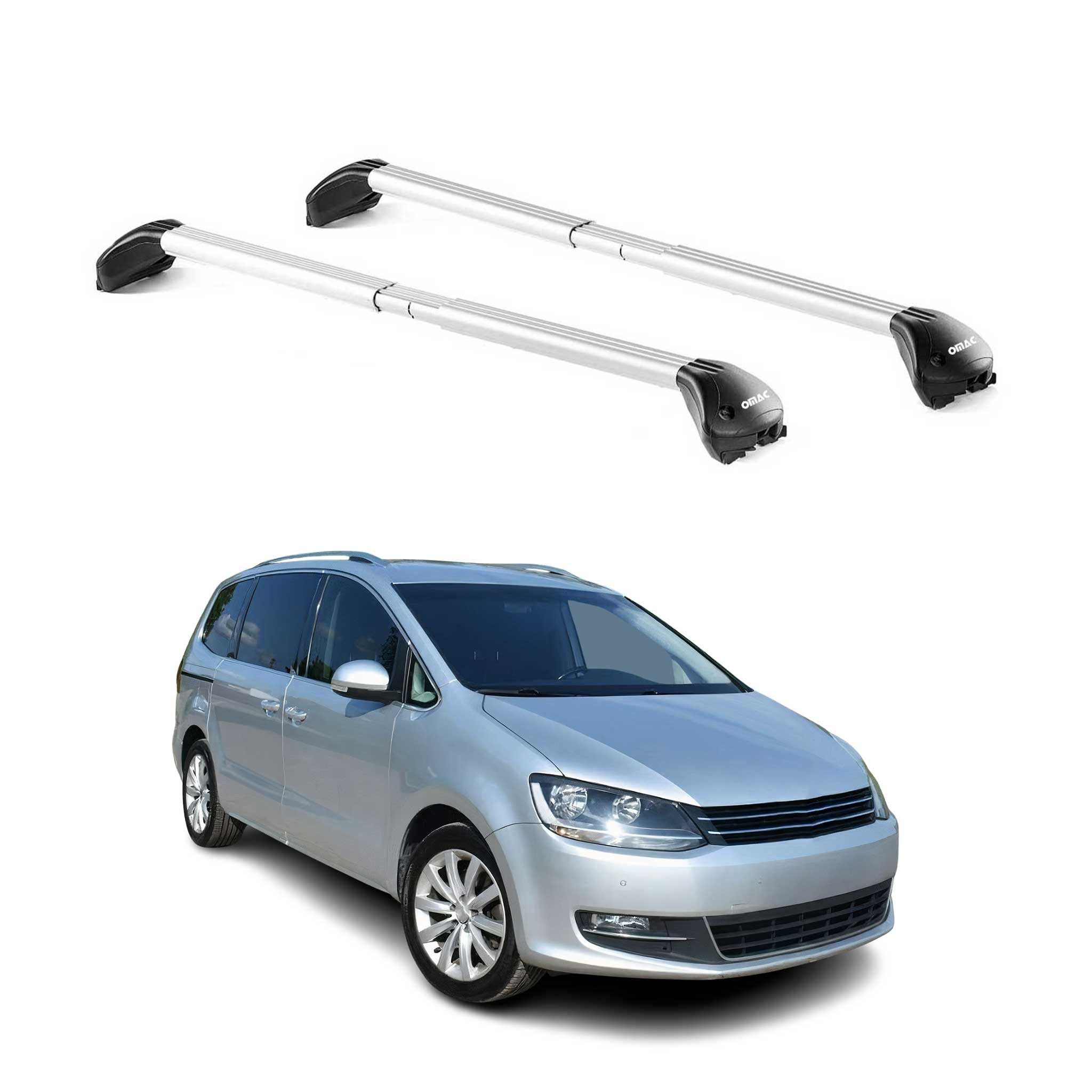 OMAC Dachträger Gepäckträger für VW Sharan 7N 2010-2020 5 türige Alu Silber 2 tlg ABE (2-St), Wasserbeständig,Abnehmbar,Multifunktional,Leichtgewichtig