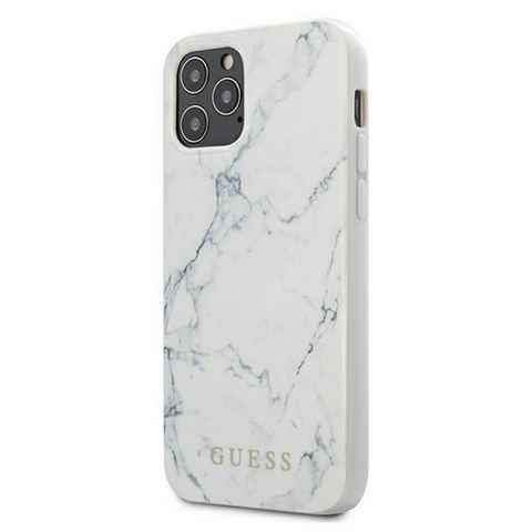 Guess Handyhülle Guess Marble Collection Apple iPhone 12 Pro Max Weiß Marmor Hard Case Cover Schutzhülle Etui