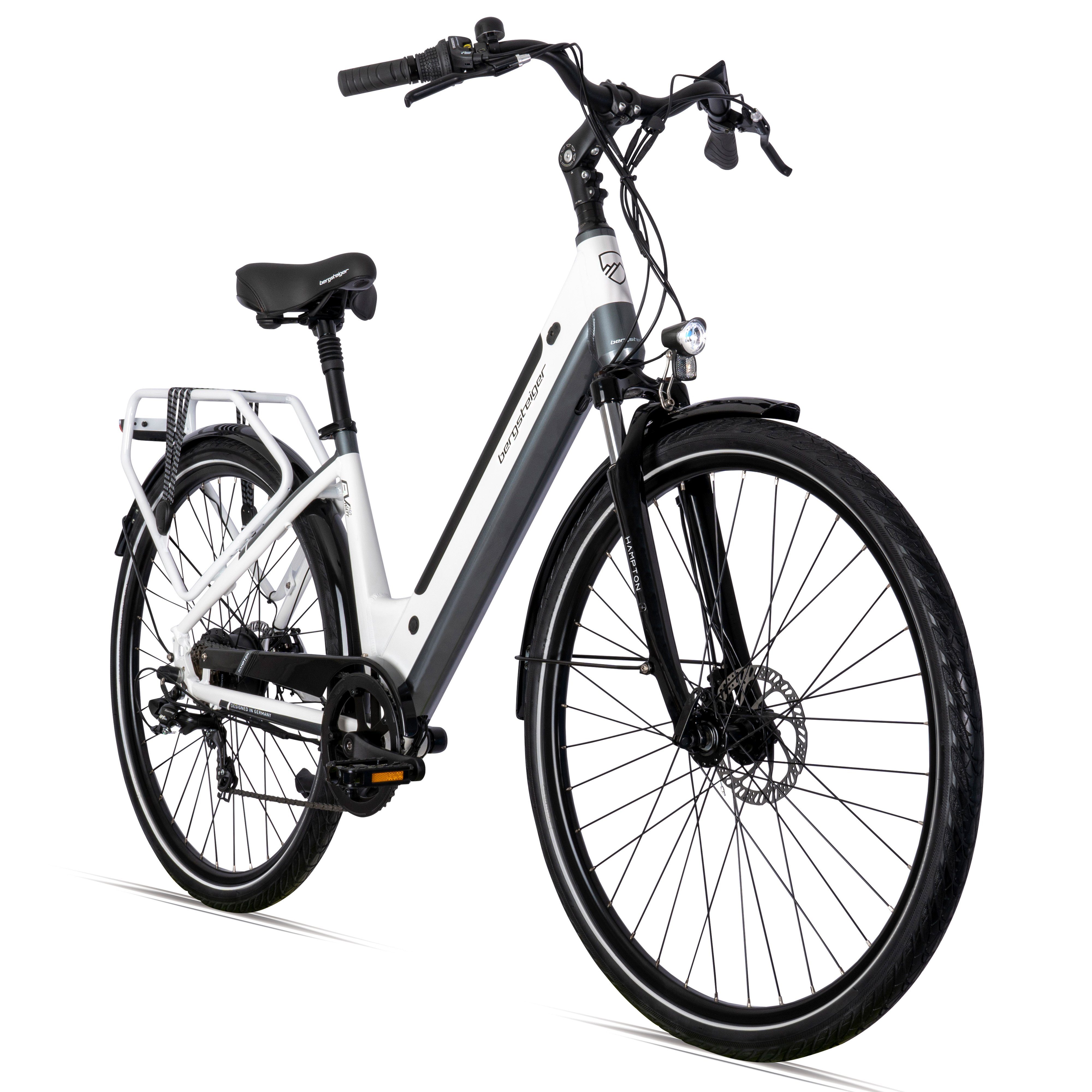 bergsteiger E-Bike Cityrad Hampton 28 Zoll City E-Bike mit 250 Watt Motor, Damen, Herren, 6 Gang, Heckmotor, hydraulischen Tektro Scheibenbremsen