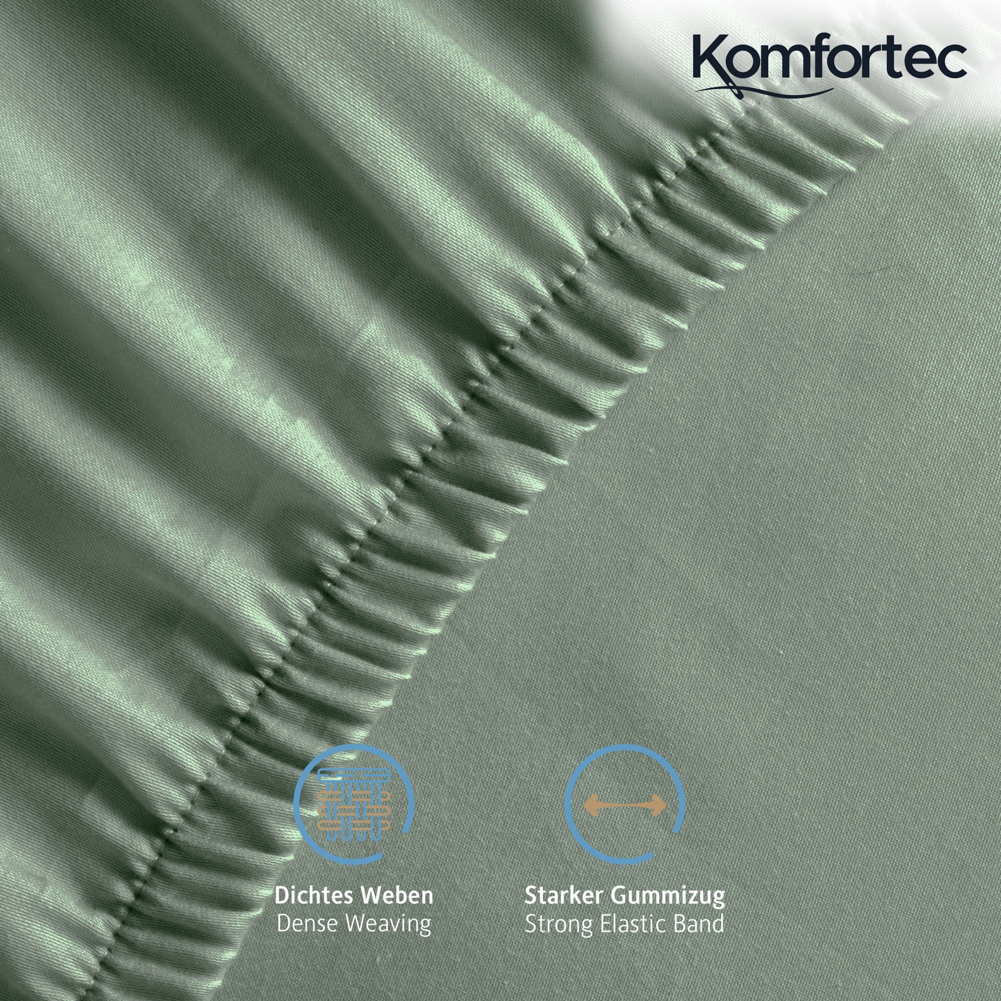 Spannbettuch, g/m), Zertifisiert, Jersey cm 140x200, 90x200, (1 Höhe Standard 160x200, 100 Matratzen Rundum, 25 Stück), 200x200 Komfortec, Spannbettlaken Gummizug: cm, 180x200 100% Baumwolle bis für OEKO-TEX® Grün oder (135