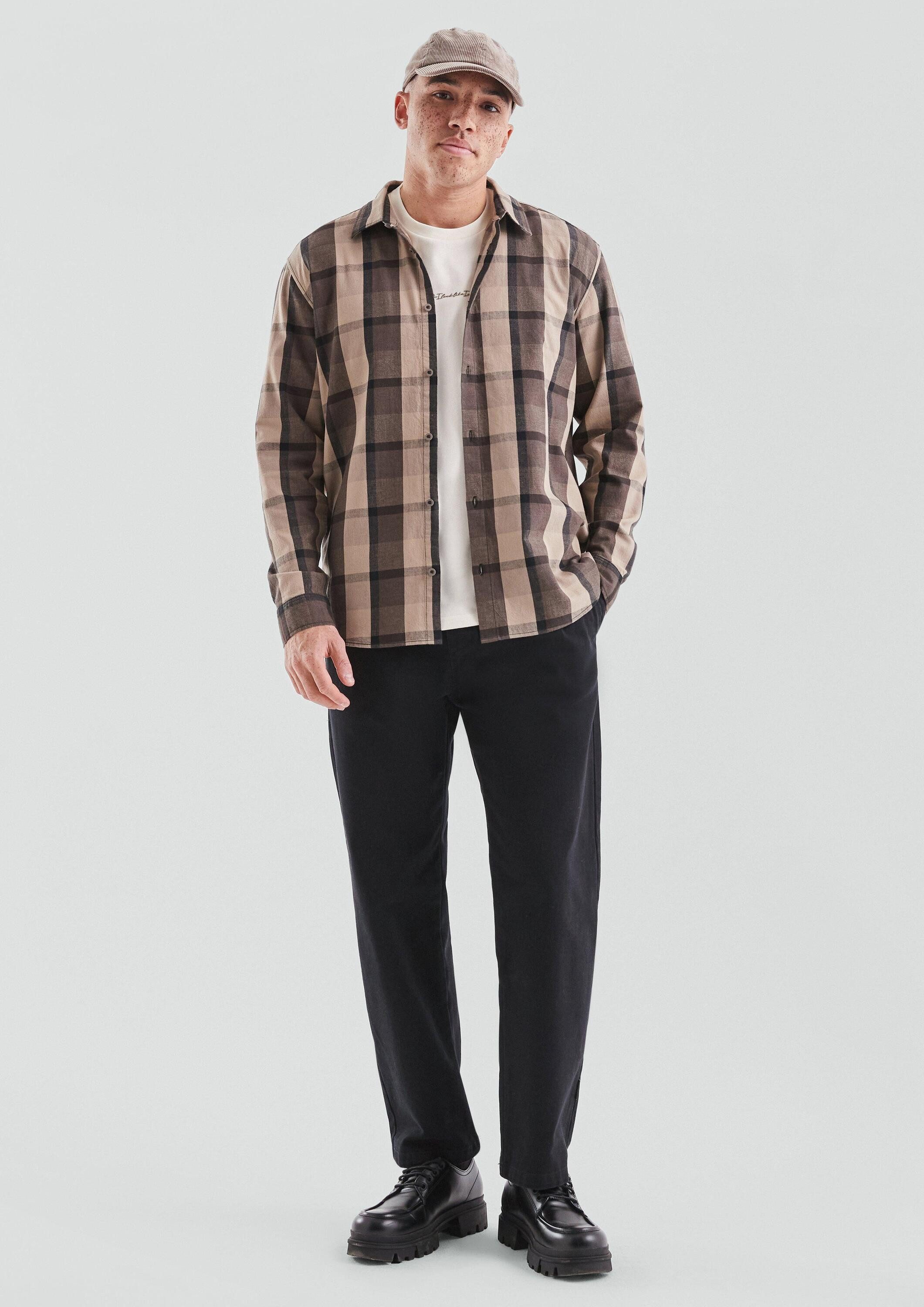 QS Langarmhemd Hemd Regular Fit: Kariertes Flanellhemd