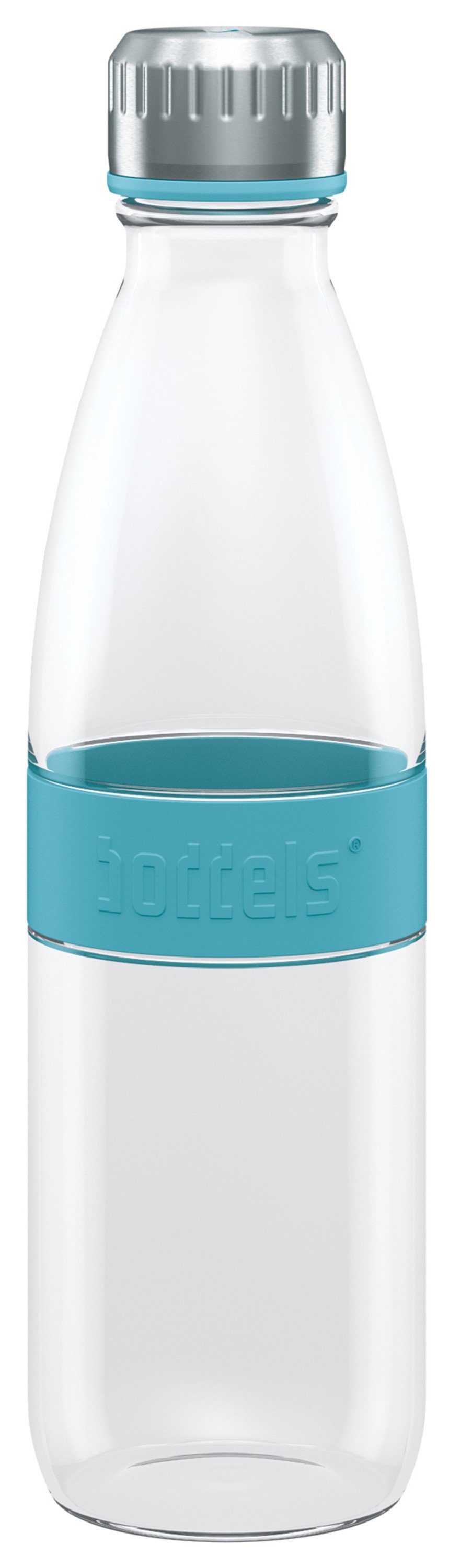 bruchfest Glas 650ml, doppelwandig, DREE Flasche Türkisblau boddels Trinkflasche auslaufsicher, aus