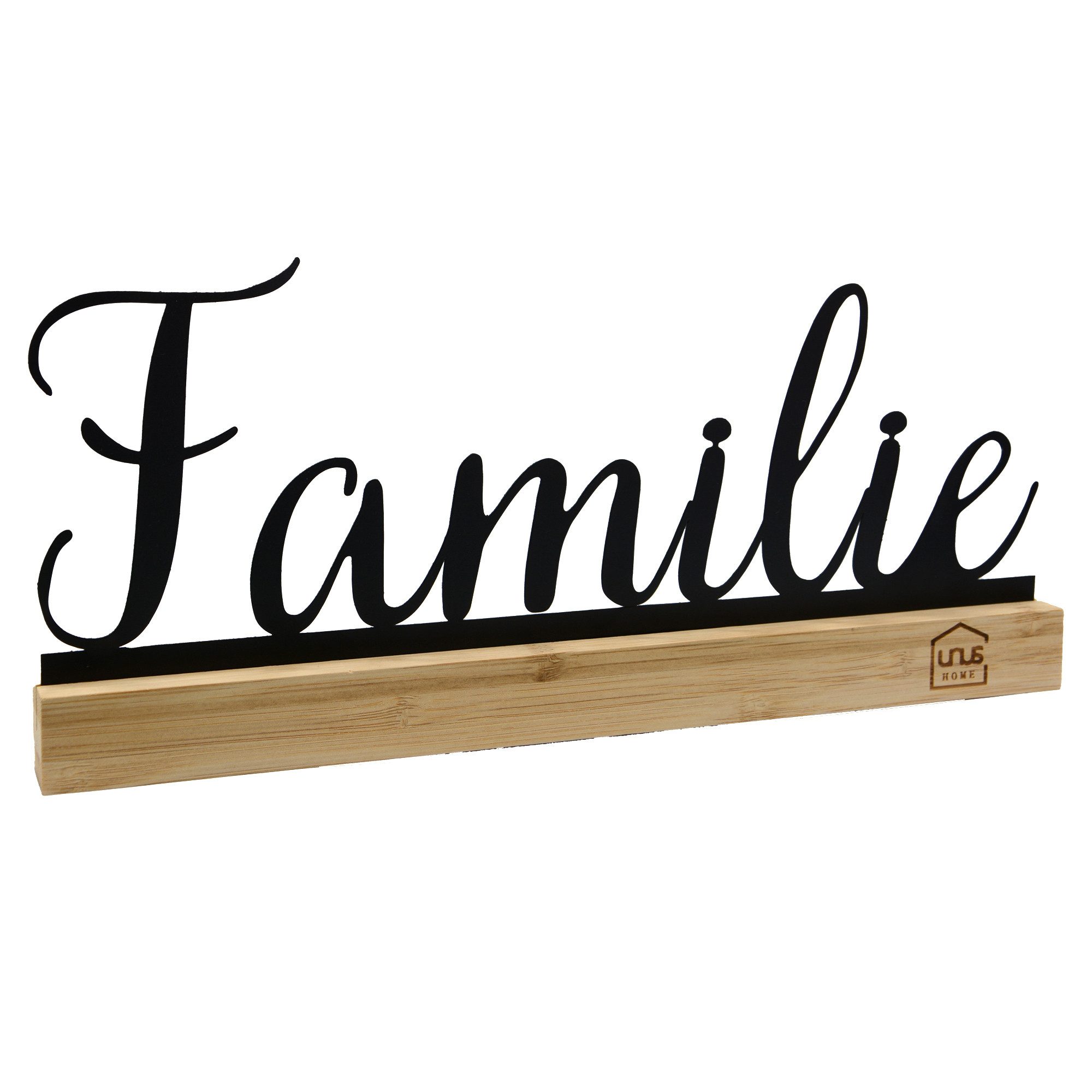 UNUS HOME Deko-Buchstaben Aufsteller Sweet Home oder Familie, Tischdeko Spruch, Metall aufsteller, Deko fürs Sideboard, Geschenkidee