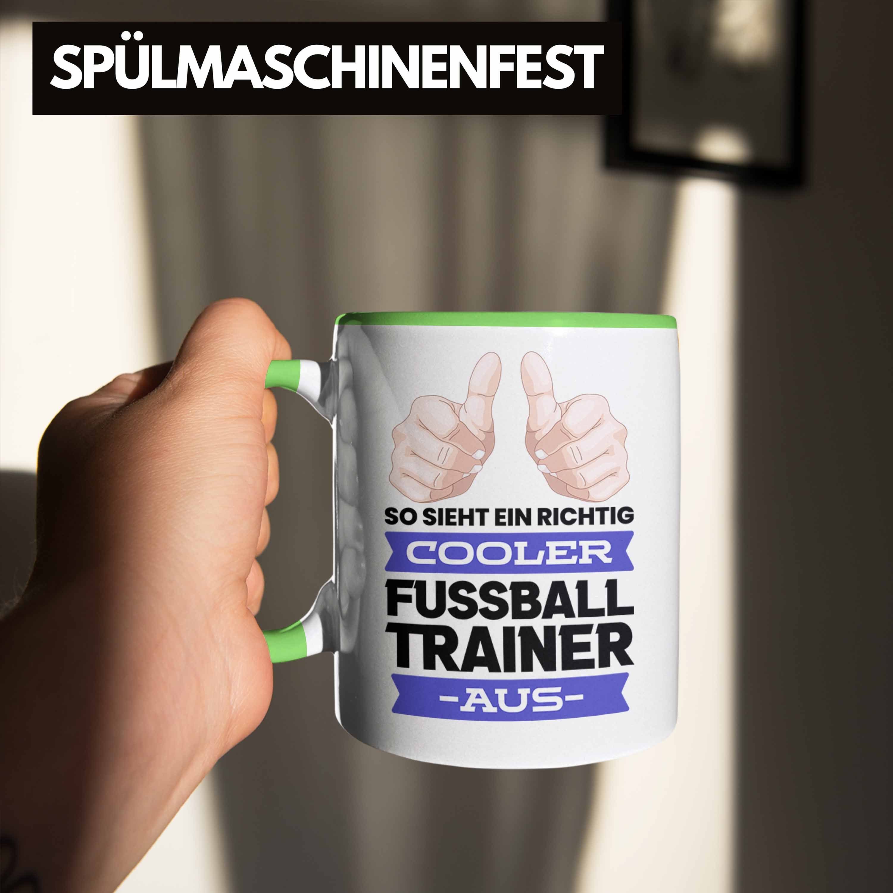 Geschenk Spruch Weihnachten Geschenkidee Grün Bester Trendation Danke Geburtstag Trendation Tasse Fussballtrainer Coach - Tasse Fußball