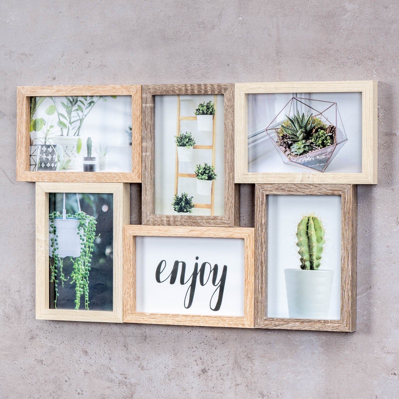 Levandeo® Bilderrahmen Collage, Bilderrahmen 6 Fotos 10x15 Fotorahmen Natur günstig online kaufen