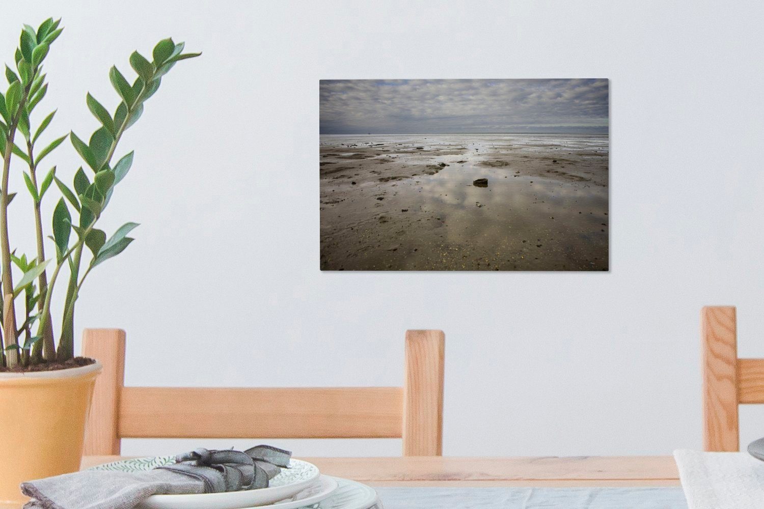 St), Leinwandbild 30x20 OneMillionCanvasses® Wandbild - Sand Watteninseln, Aufhängefertig, - Wanddeko, (1 Luft Leinwandbilder, cm