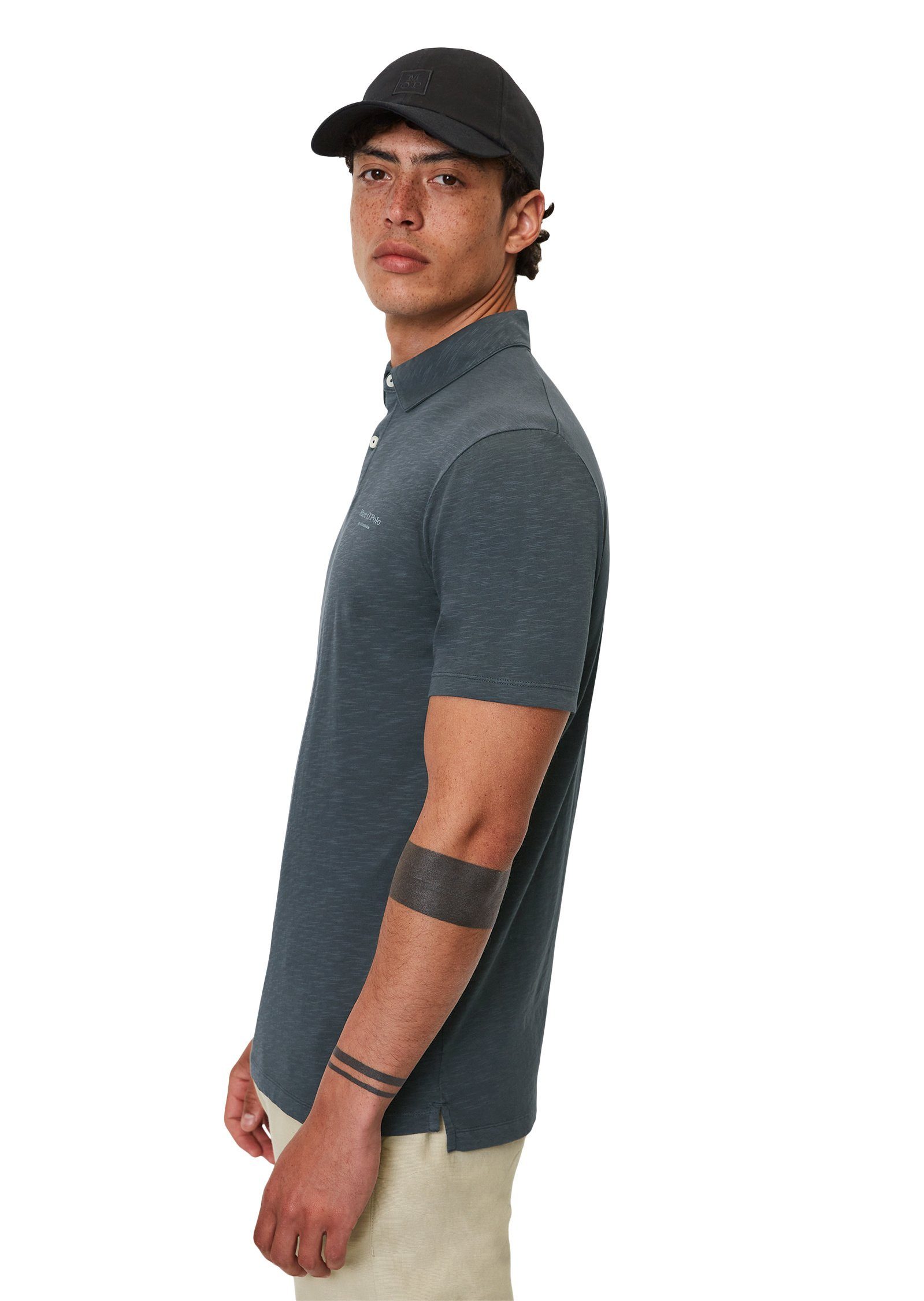 Bio-Baumwolle Marc hochwertiger Poloshirt O'Polo aus dunkelblau