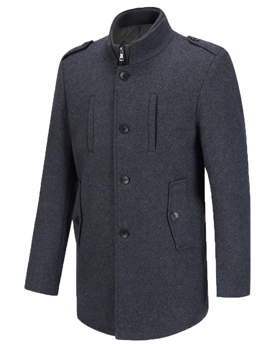 Allthemen Wollmantel Herren Kurzer Wintermantel mit abnehmbarem Innenfutter