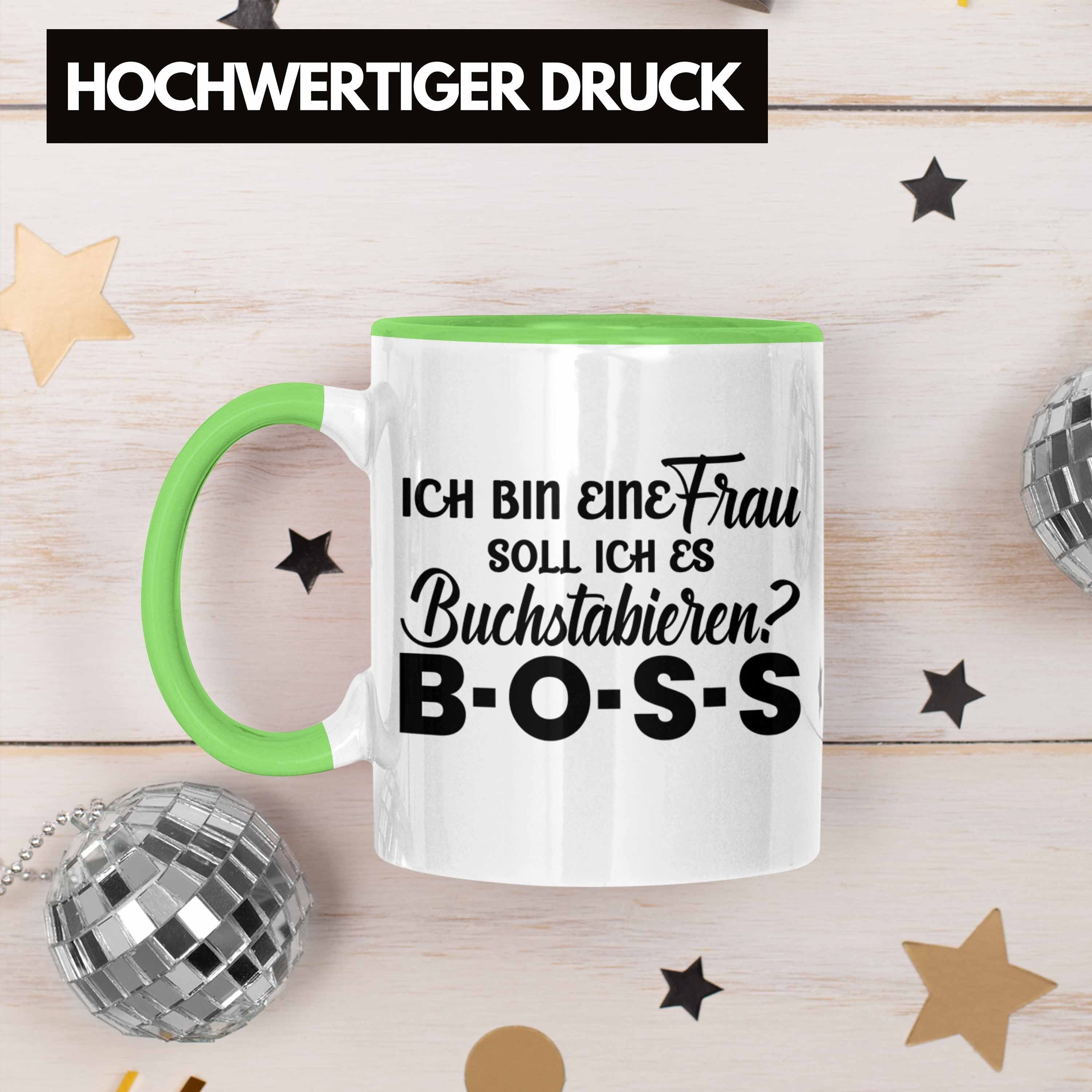 Geschenk Starke Boss Trendation Trendation Tasse für Tasse Frauen Spruch Frau Frauen - Grün Frauentag mit Tasse