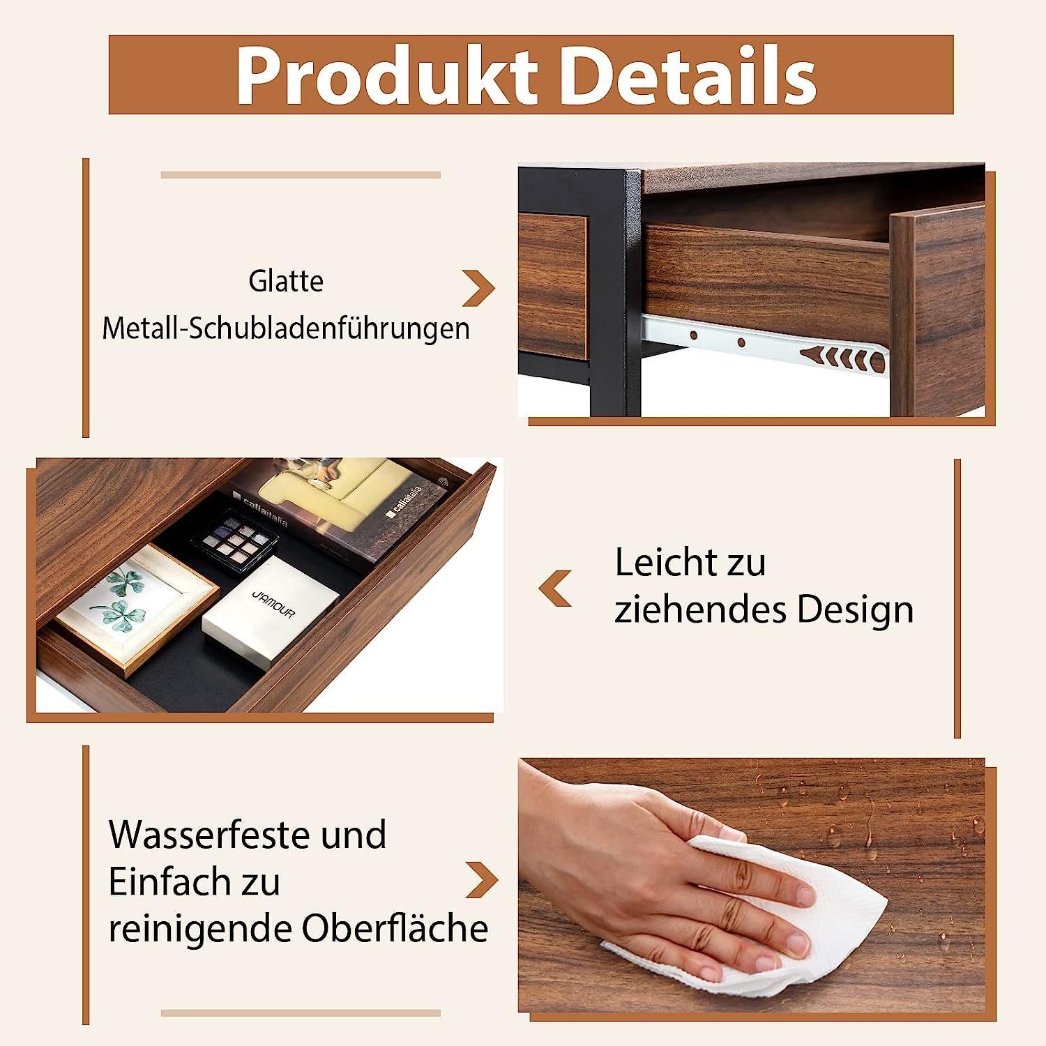 KOMFOTTEU Computertisch Schreibtisch, mit Schubladen