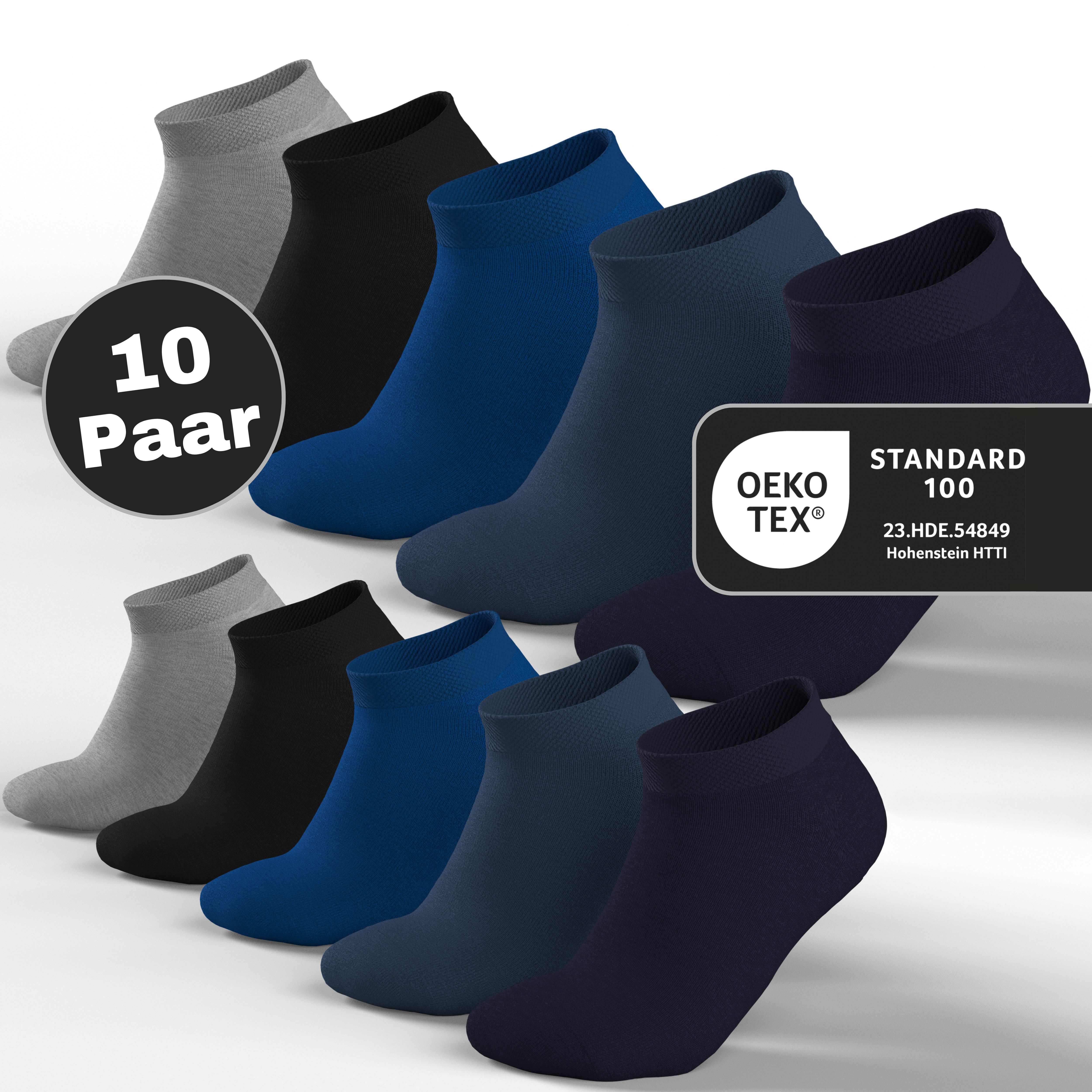 MEDOLY Sneakersocken Premium Sneaker Socken 80% Baumwolle - 10 Paar - Herren & Damen mit Komfortbund & Nahtlos - ohne Gummidruck