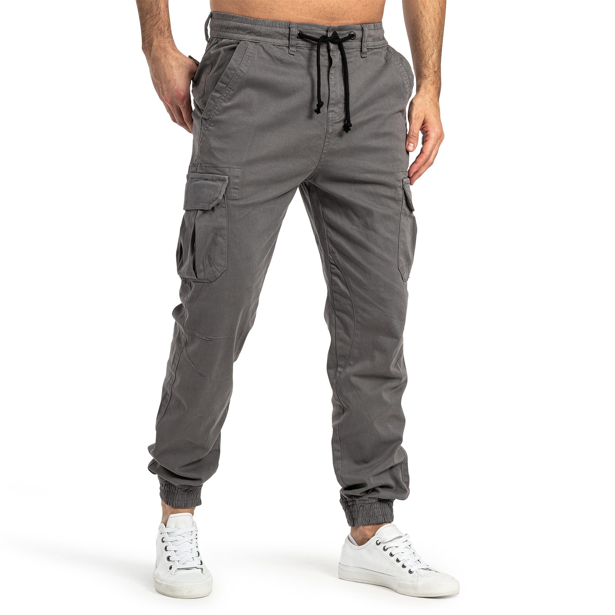 SUBLEVEL Cargohose Sublevel Herren Cargo Hose Cargohose Jeans Sweatpant Chino Jogginghose Tunnelzug, elastische Bündchen