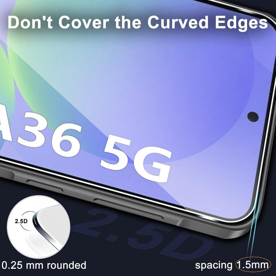 SmartUP Displayschutzglas 2X Schutzglas für Samsung Galaxy A36 5G Panzerfolie Display Full 9H für Für Samsung Galaxy A36 5G, kompletter Displayschutz – Bild 4 von 5