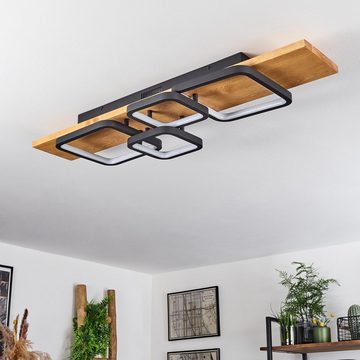 hofstein Deckenleuchte »Palermo« dimmbare Deckenlampe, Metall/Holz/Kunststoff, Schwarz/Natur, 3000 Kelvin, über herkömmlichen Lichtschalter dimmbar, LED 4200 Lumen, Weiß