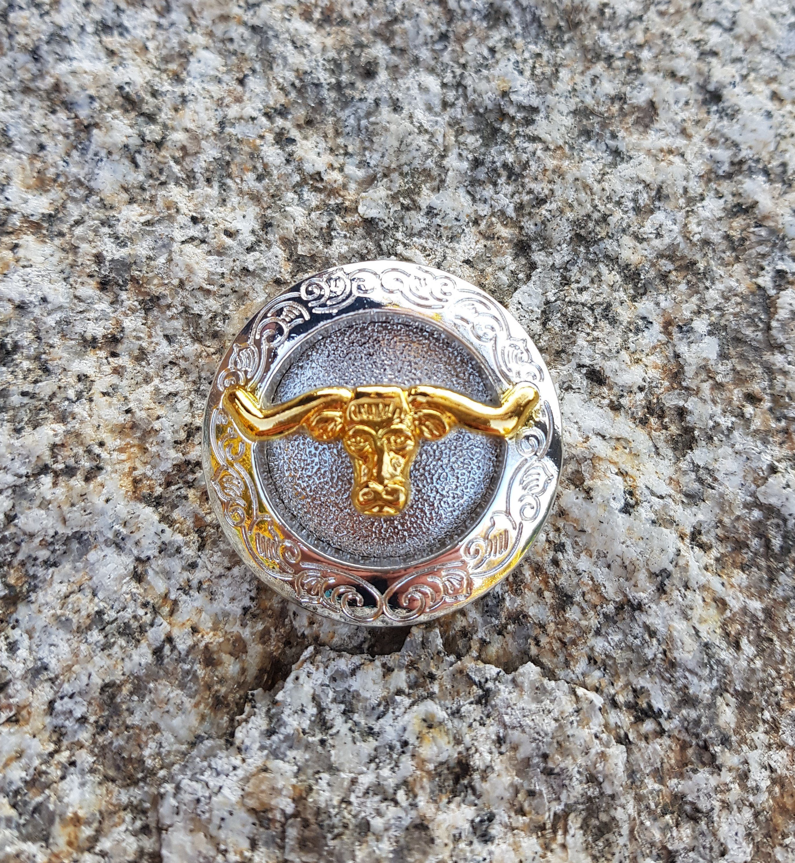 Tini - Shirts Niete Western Concho Stierkopf, Stier Motiv Concho