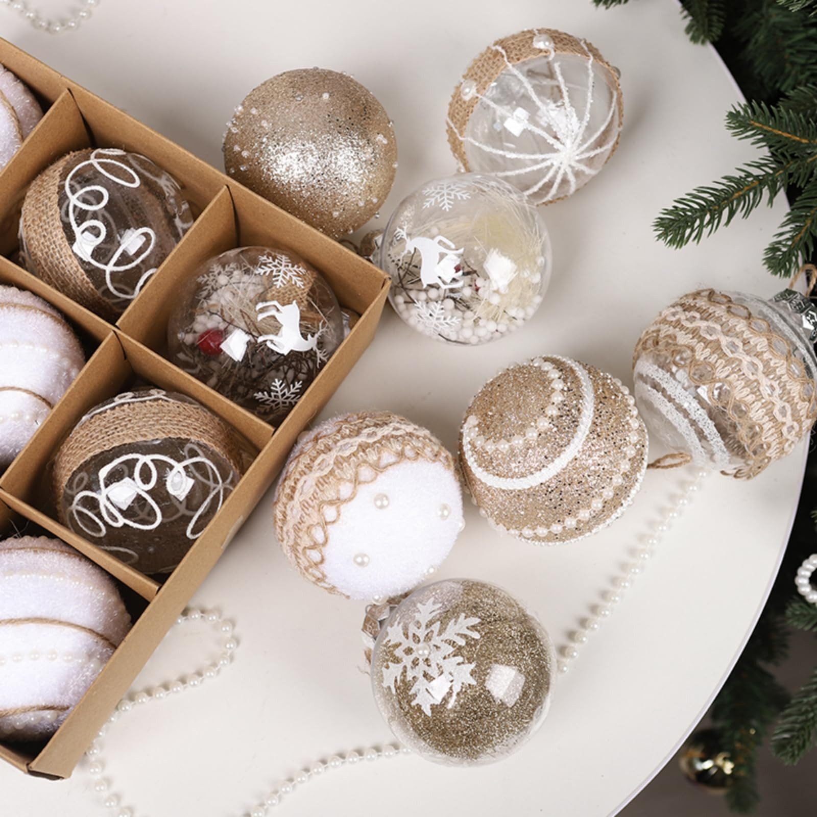 M&W DAS DESIGN Weihnachtsbaumkugel Weihnachtskugeln Christmas Decorations 3 Designs jeweils 3 Stück 8CM