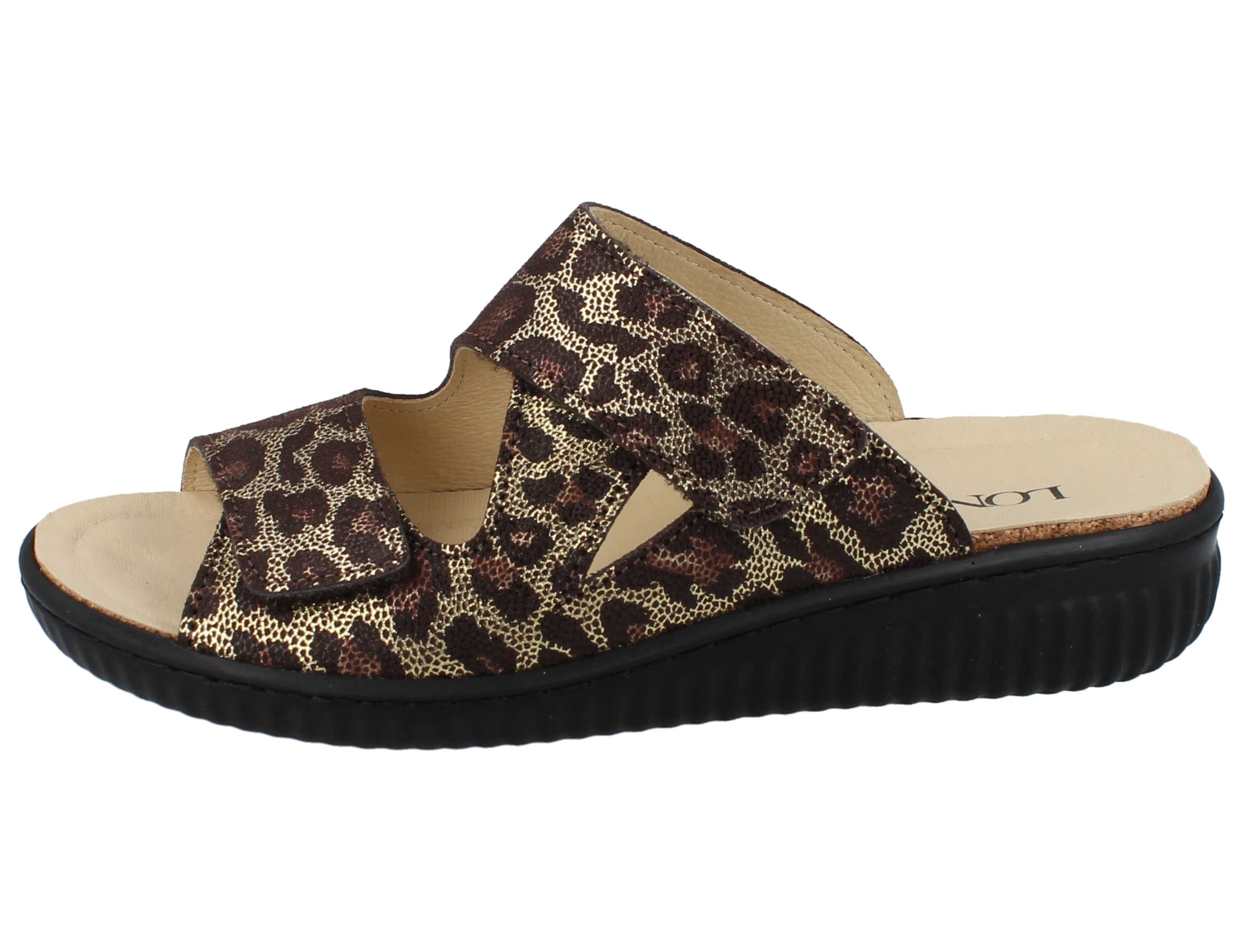 Longo LONGO Damen Pantolette braun gold Nubukleder - Größe: 42 Pantolette Wechselfußbett
