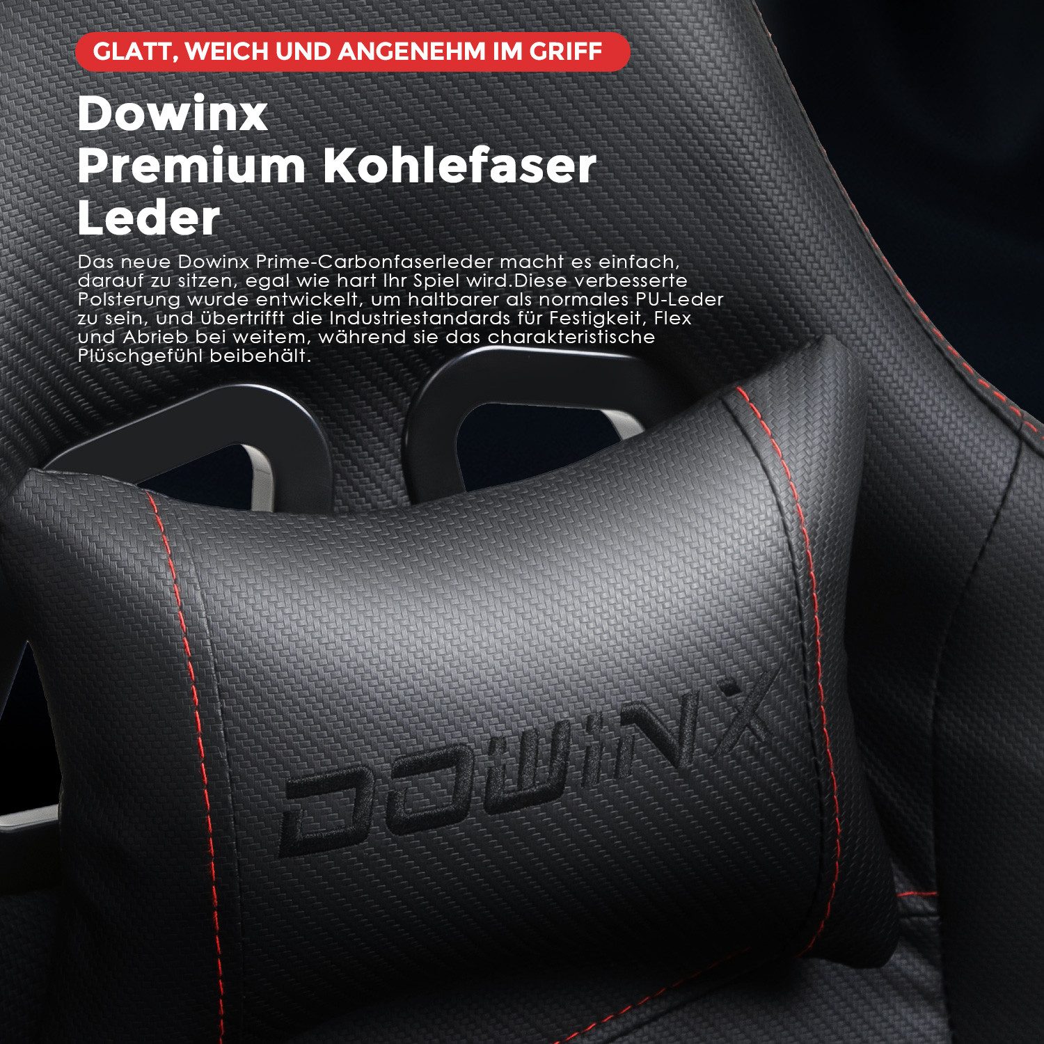 Dowinx Gaming-Stuhl Dowinx Luxuriöser Gaming Stuhl Ergonomisch aus PU Leder (Packung), Massage-Lendenstütze & Fußstütze, Verstellbarer Bürostuhl 90°-170°