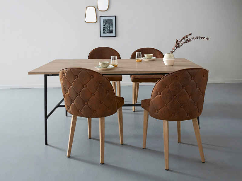 loft24 Esstisch Bruce, Tisch in schöner Holzoptik mit Metallgestell, Breite 160 cm