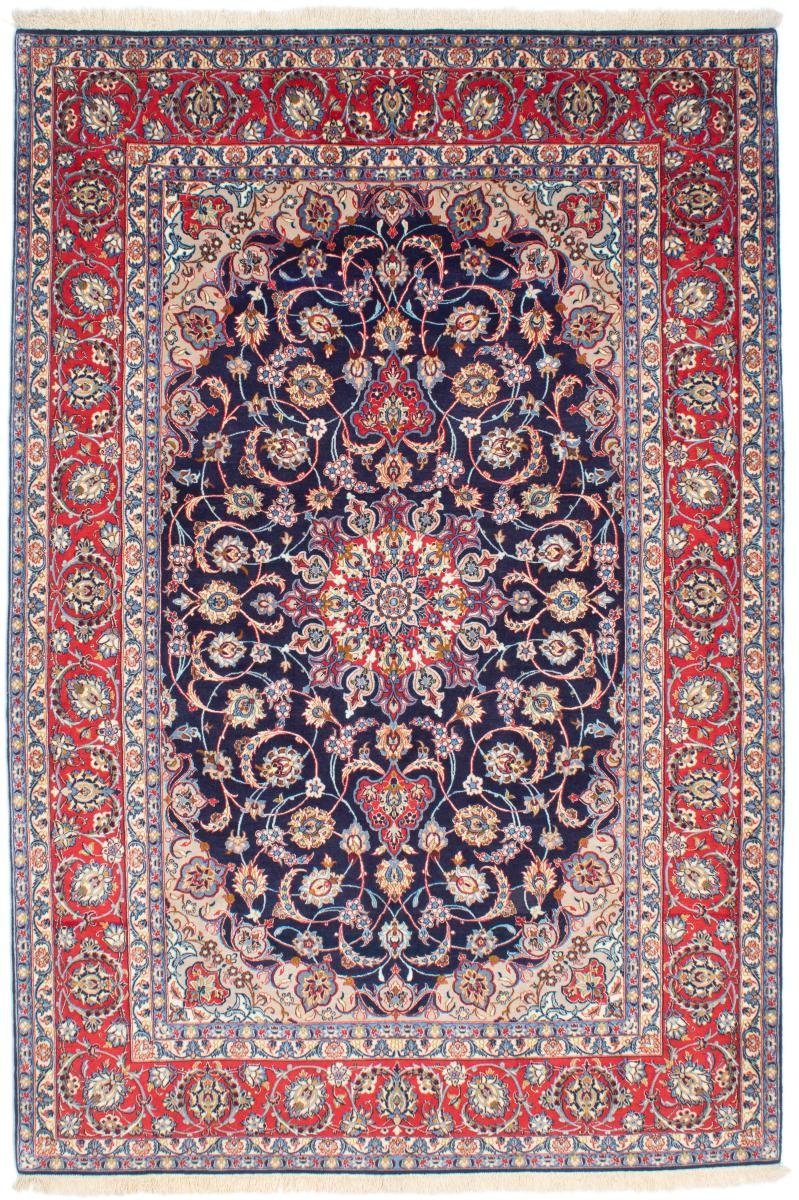 Orientteppich Isfahan Seidenkette 154x234 Handgeknüpfter Orientteppich, Nain Trading, rechteckig, Höhe: 6 mm