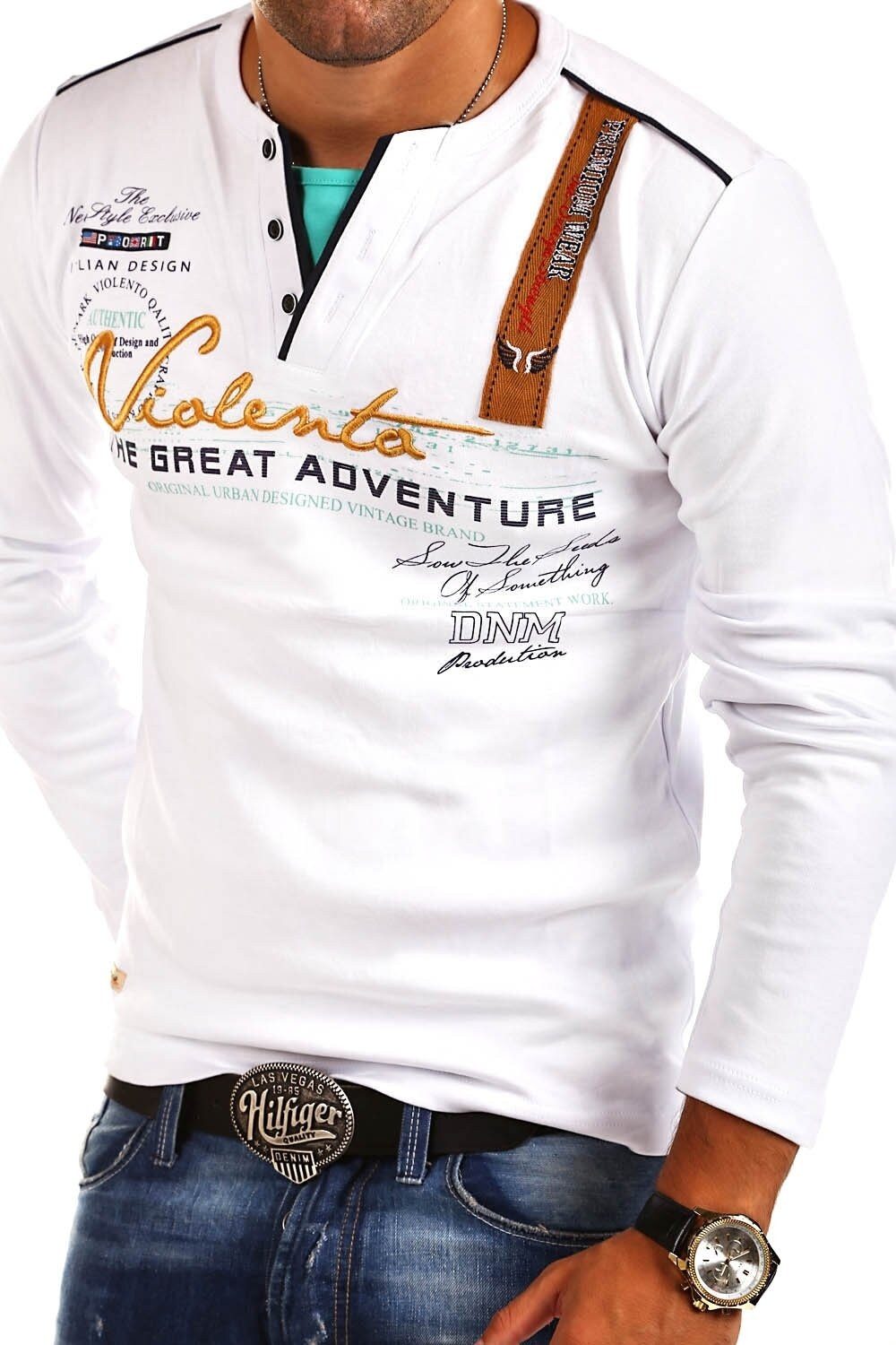 behype Langarmshirt ADVENTURE mit modischer Stickerei