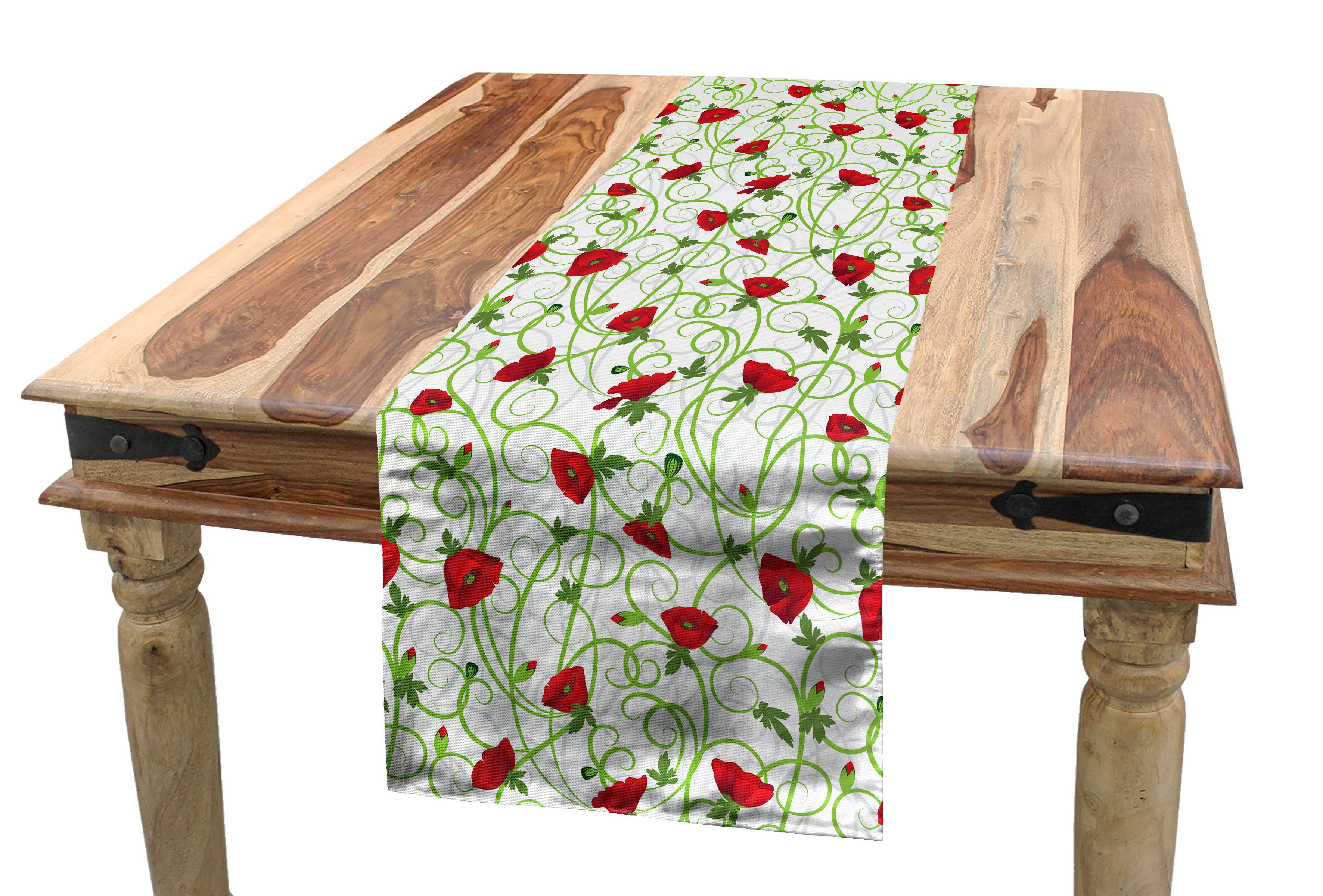 Abakuhaus Tischläufer Esszimmer Küche Rechteckiger Dekorativer Tischläufer, Blumen Twiggy Mohnblu | Tischläufer
