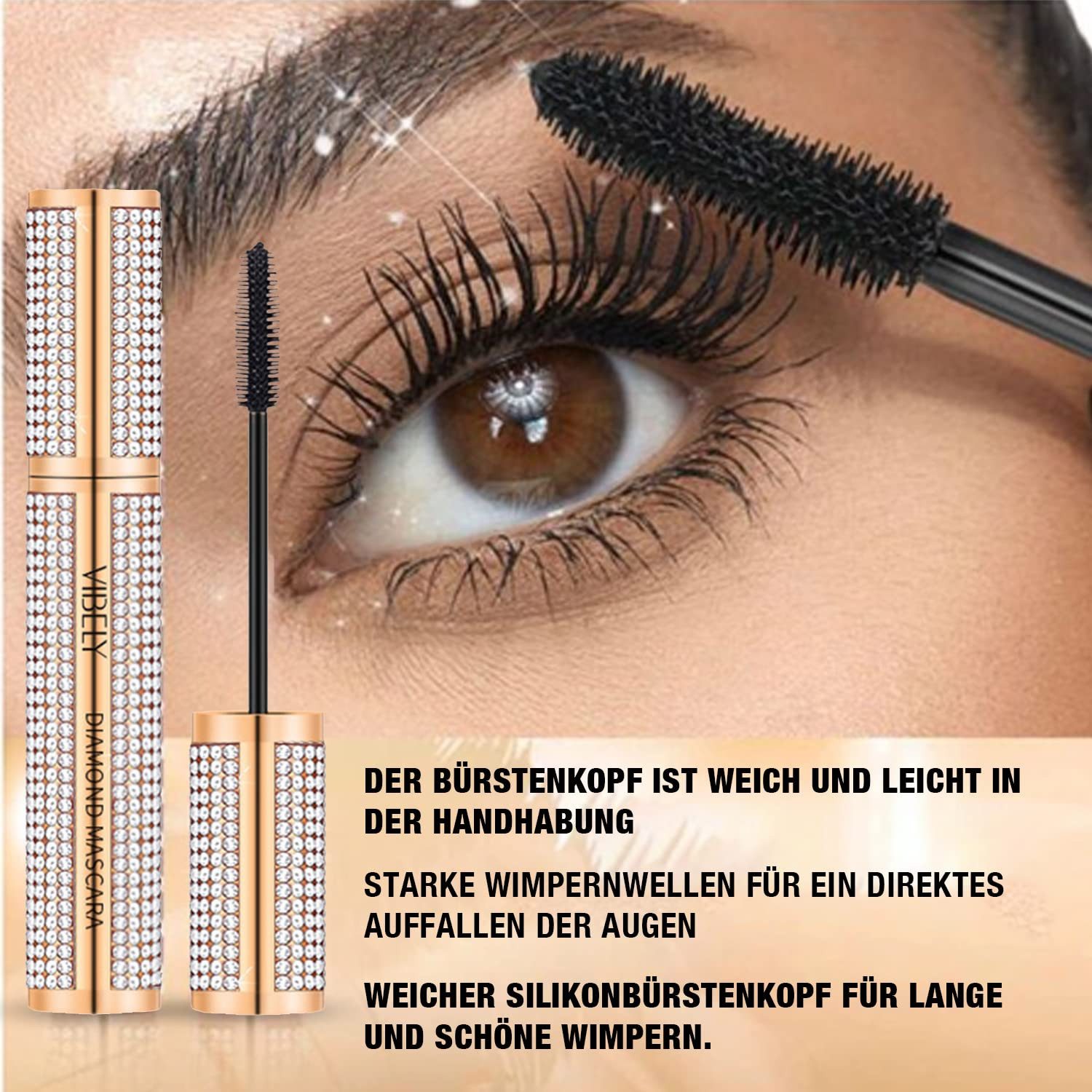 P-Beauty Cosmetic Accessories Mascara 4D Extreme Wasserfeste Volumen Wimperntusche Schwarz Silikon Bürste, 1-tlg.