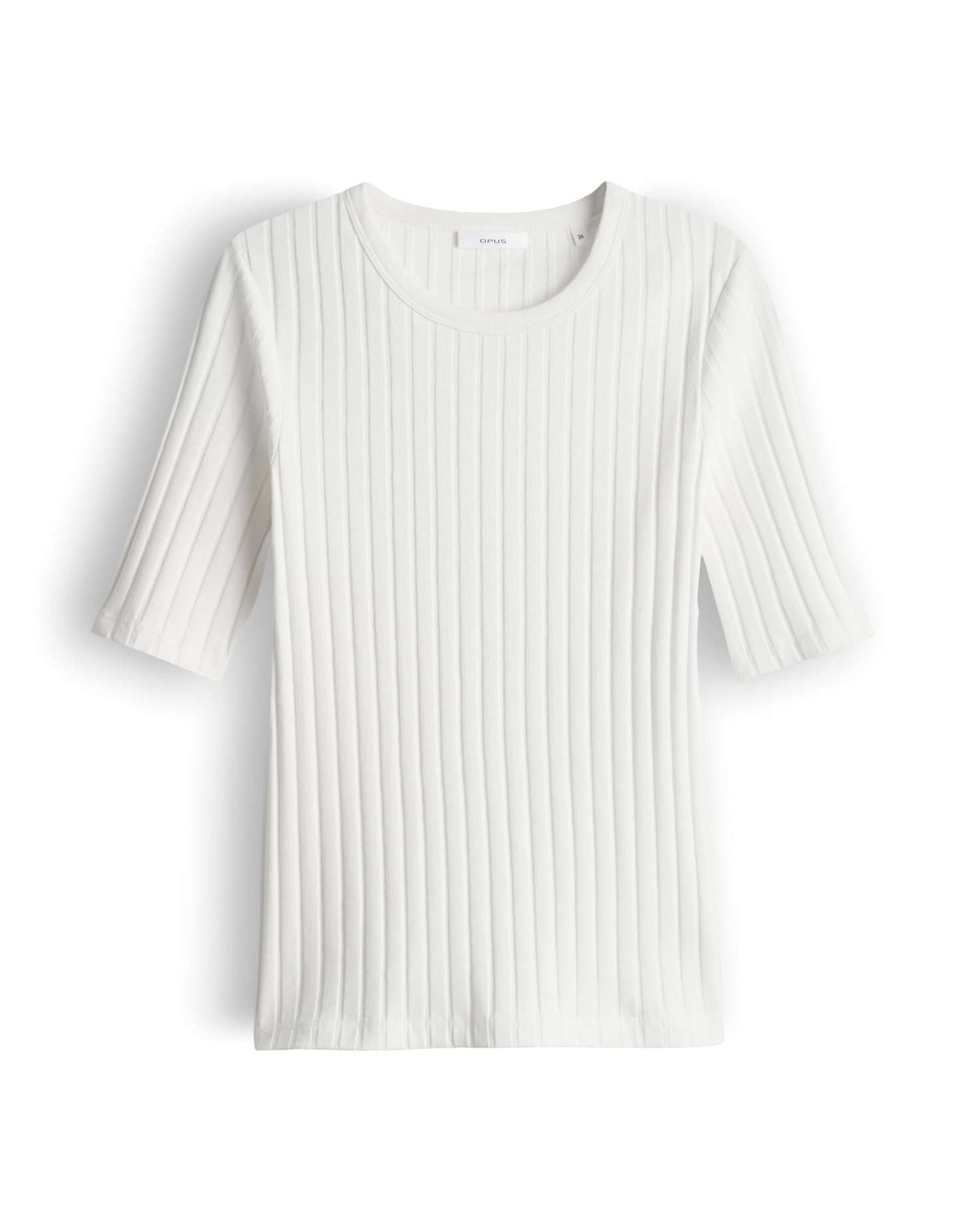 OPUS Kurzarmshirt Basic Rippshirt aus Baumwoll Mix Schmale Passform, Pull-on, elastischer Stoff