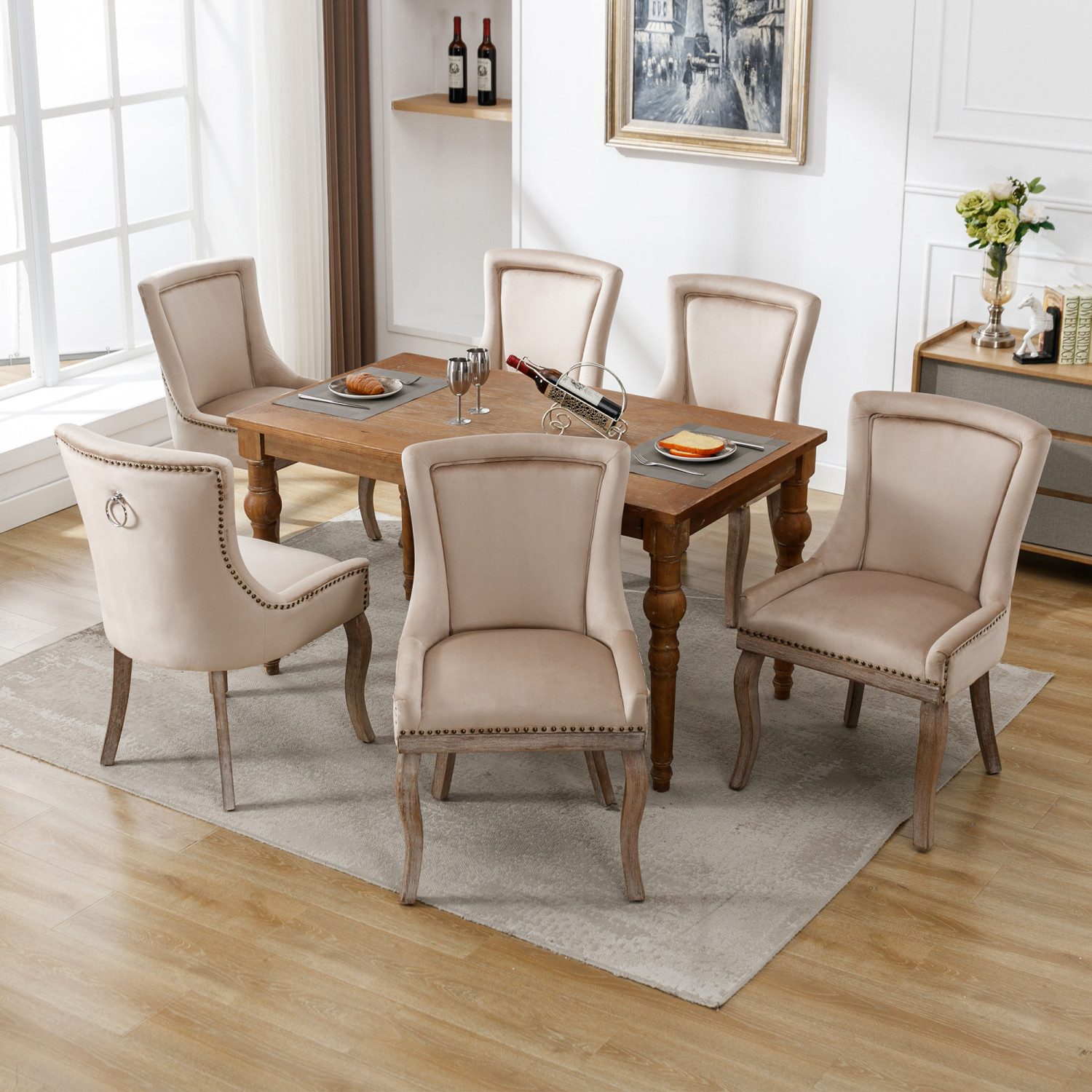 Flieks Esszimmerstuhl (Set, 6 St), 6er Set Polsterstühle Küchenstühle Samt günstig online kaufen