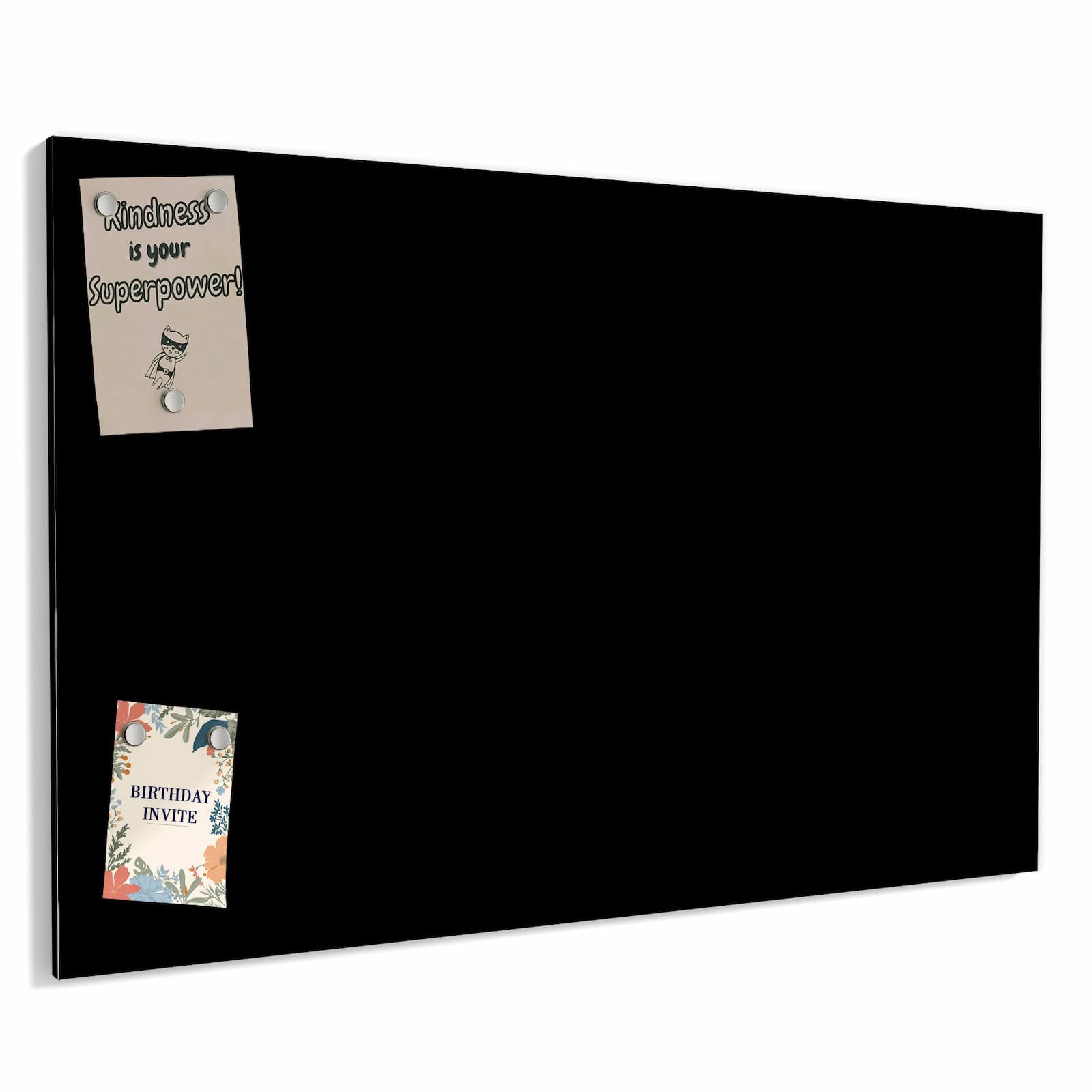 Primedeco Memoboard Metall Schwarzer Hintergrund – beschreibbar & magnetisch, (Inklusive Stift, Magnete und Montagematerial, 1-tlg., 9 verschiedene Größen), Magnetisch und Beschreibbar