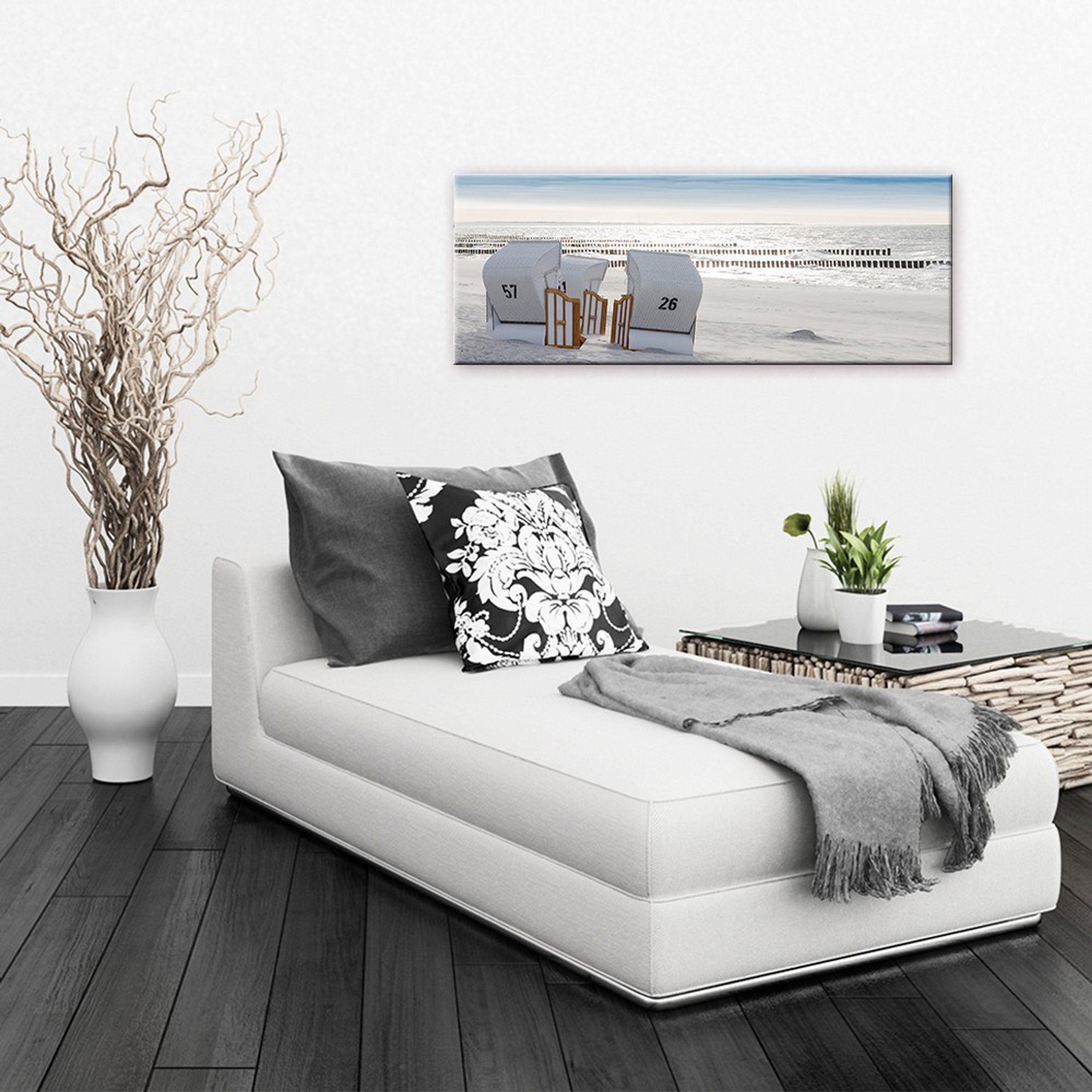 artissimo Glasbild Glasbild 80x30cm Bild aus Glas Strandkorb Strand Meer Sy günstig online kaufen