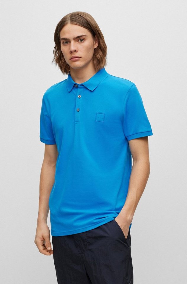 BOSS ORANGE Poloshirt Slim-Fit Poloshirt aus Stretch-Baumwolle mit  Logo-Aufnäher