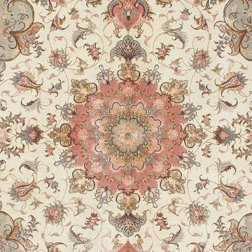Orientteppich Perser - Täbriz - Royal - 206 x 152 cm - beige, morgenland, rechteckig, Höhe: 7 mm, Wohnzimmer, Handgeknüpft, Einzelstück mit Zertifikat