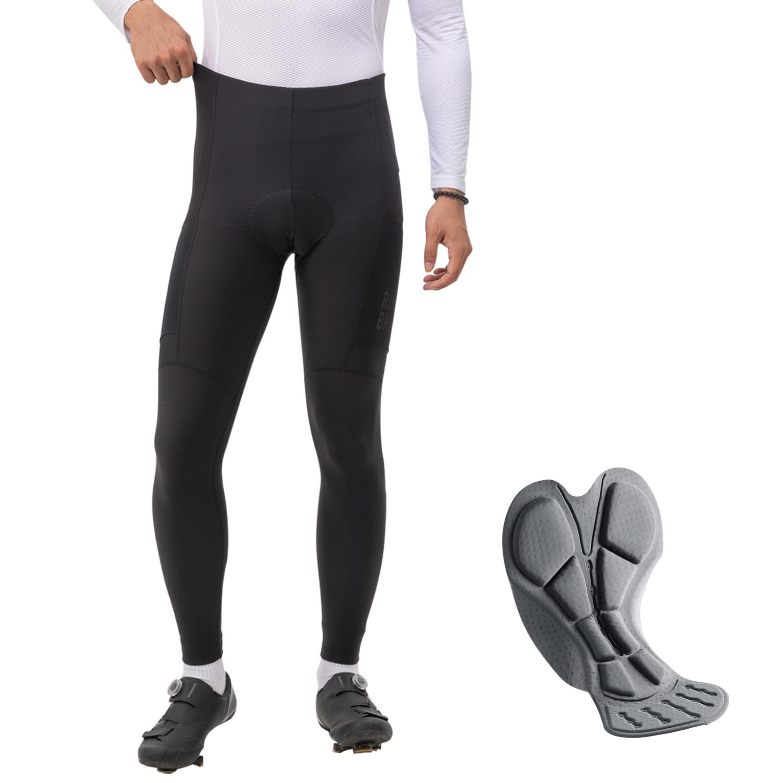 ROCKBROS Fahrradhose Lang Fahrradhose Herren Thermo 3D Polster doppellagige Polsterung, elastisch, winddicht