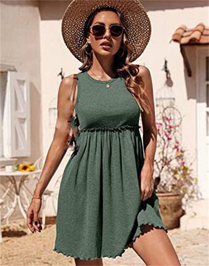 AFAZ New Trading UG Carmenpullover Minikleid geripptes Kleid Sommerliches elastisches Westenkleid für Damen