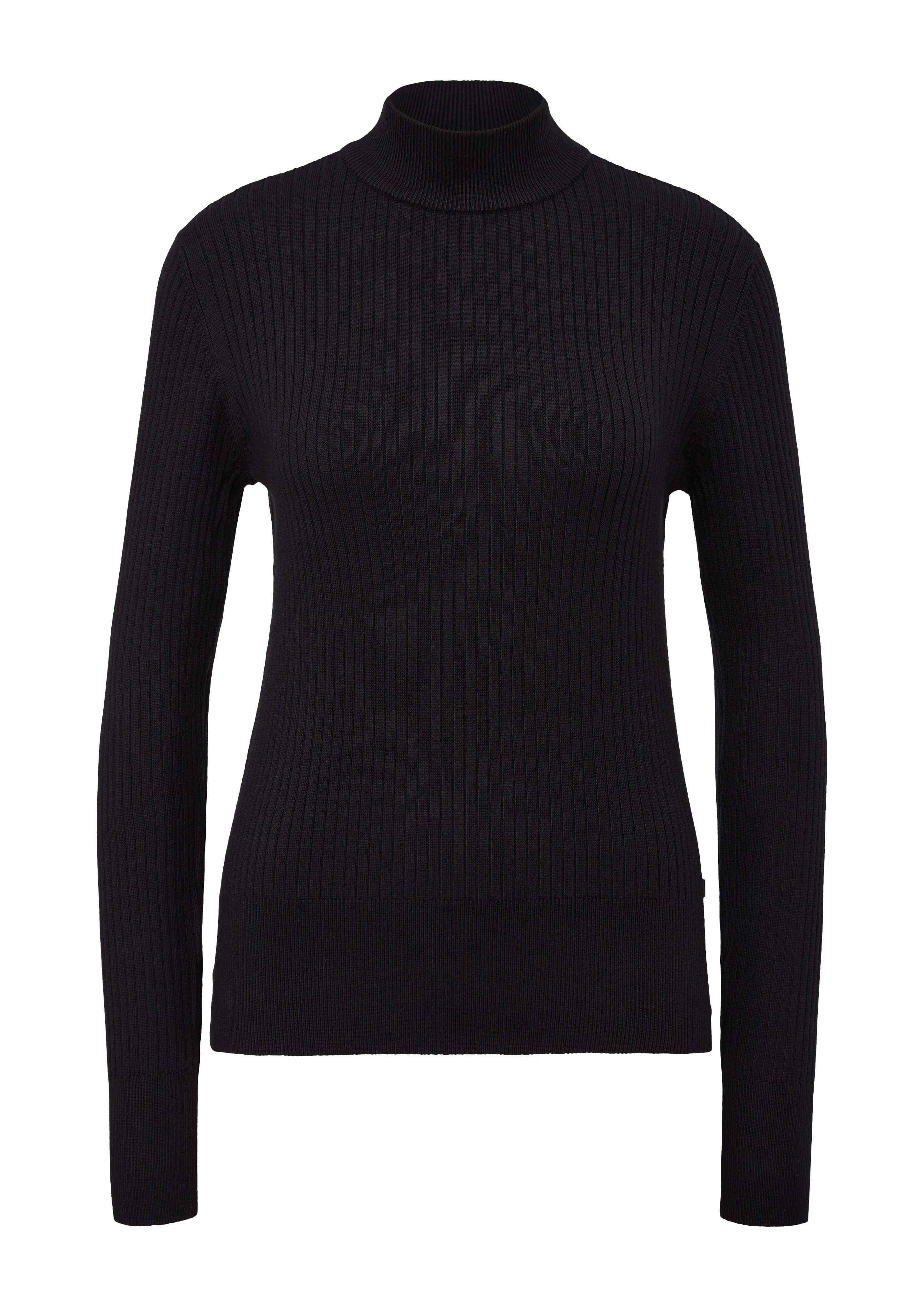 QS Stehkragen mit black Strickpullover