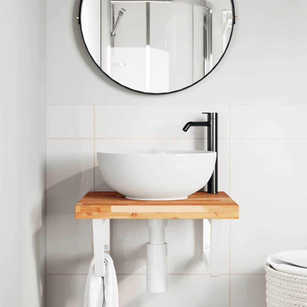 vidaXL Badezimmerspiegelschrank Waschbeckenregal Wandmontage Stahl und nholz (1-St)
