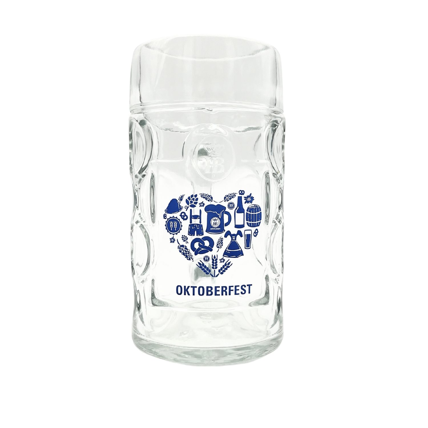 Hofbräuhaus München Bierglas HB-Maßkrug Oktoberfest Herz, 1000 ml, Glas, 1-Liter Fassungsvermögen