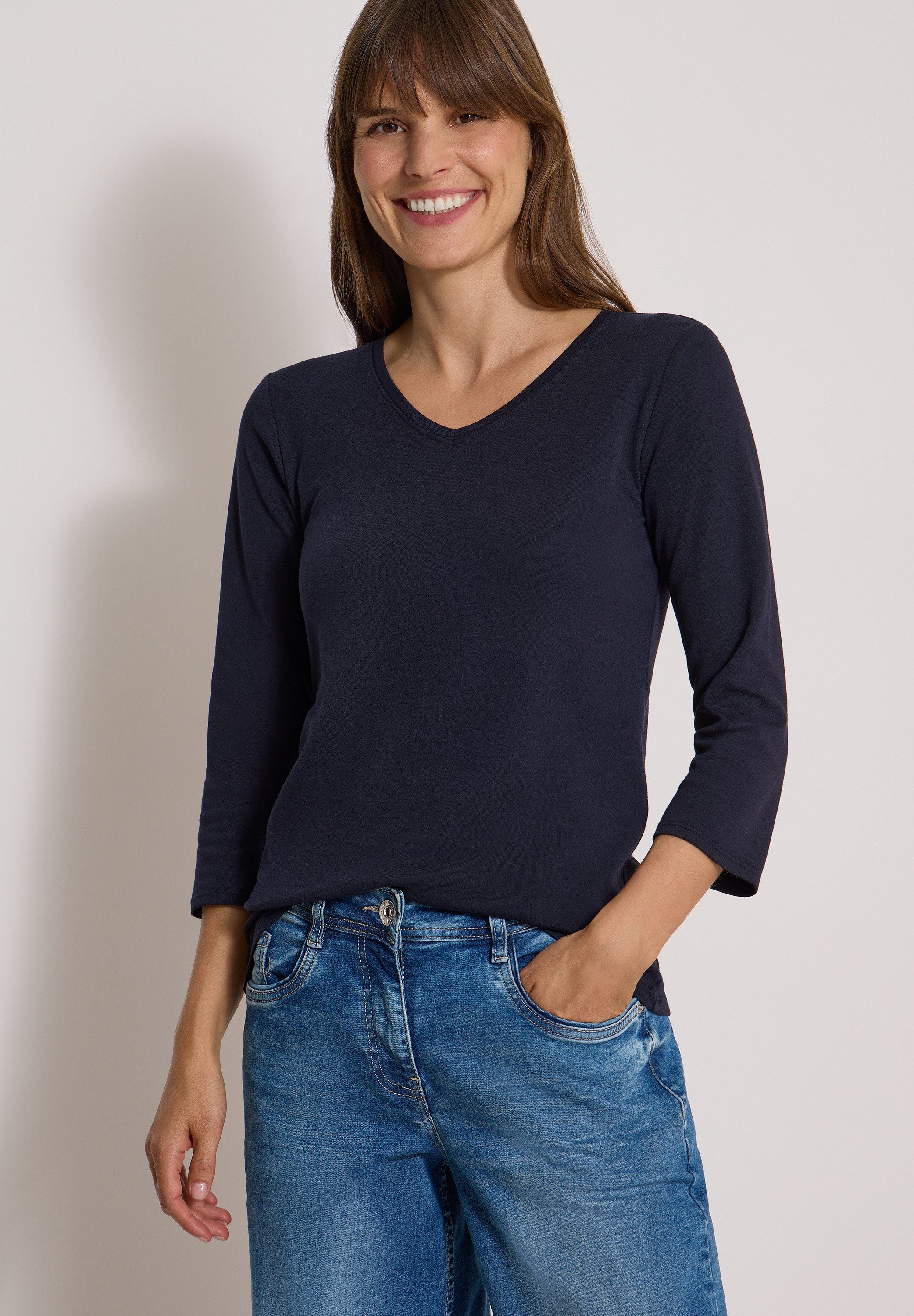 CECIL V-Shirt aus reiner Baumwolle