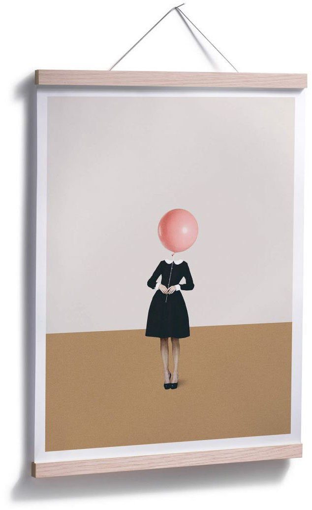 (1 Wandbild, Bild, Poster, Mädchen, Léon Luftballon Luftballon Rosa Wall-Art Poster St), Wandposter