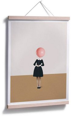 Wall-Art Poster Léon Rosa Luftballon Mädchen, Luftballon (1 St), Poster ohne Bilderrahmen