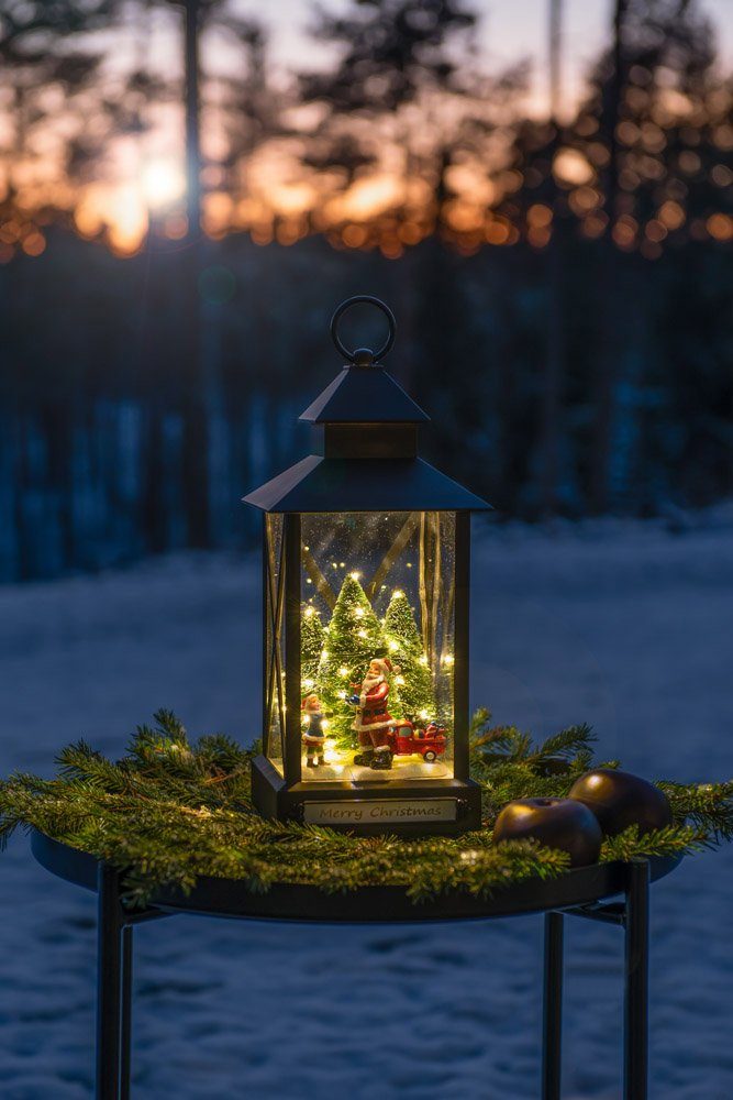 und Timer, Kind aussen, Weihnachtsbaum, Warmweiß, LED LED Weihnachtsmann Weihnachtsdeko mit mit KONSTSMIDE und Laterne rotierenden sechs statischen integriert, LED mit fest 25 8h