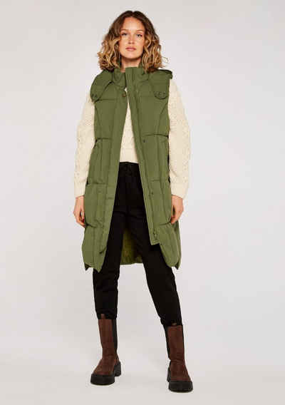 Apricot Longweste Button Panel Longline Puffer Gilet (1-tlg) mit Seitenschlitz