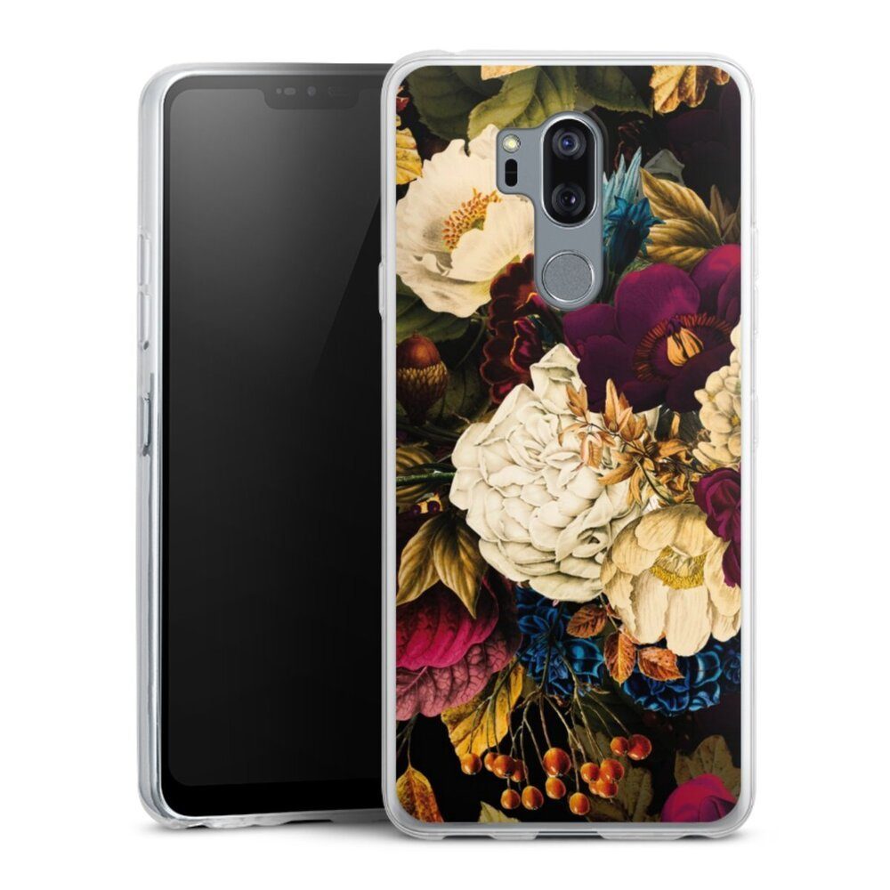 DeinDesign Handyhülle Vintage Blumen Muster Dark Vintage Flowers, LG G7 ThinQ Slim Case Silikon Hülle Ultra Dünn Schutzhülle