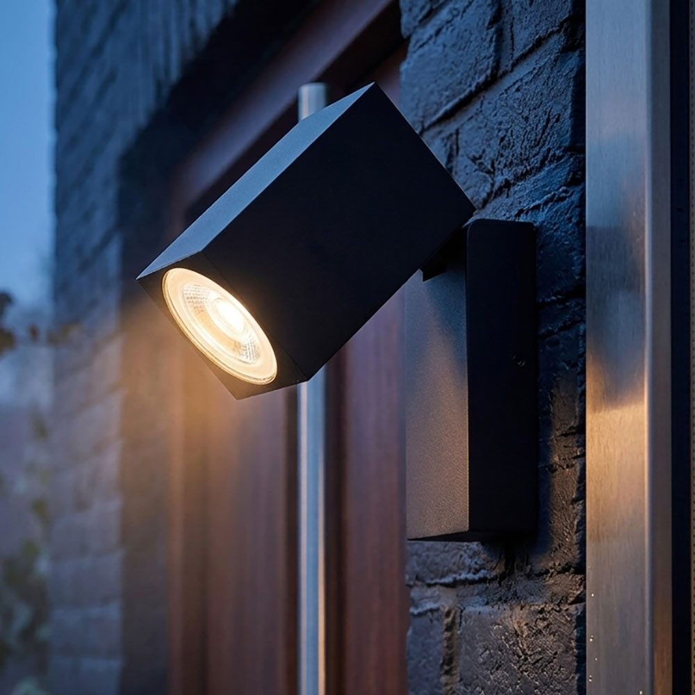 V-TAC LED Außen-Wandleuchte, Leuchtmittel inklusive, Warmweiß, Wandleuchte Spotlampe Außenleuchte LED Strahler schwenkbar schwarz
