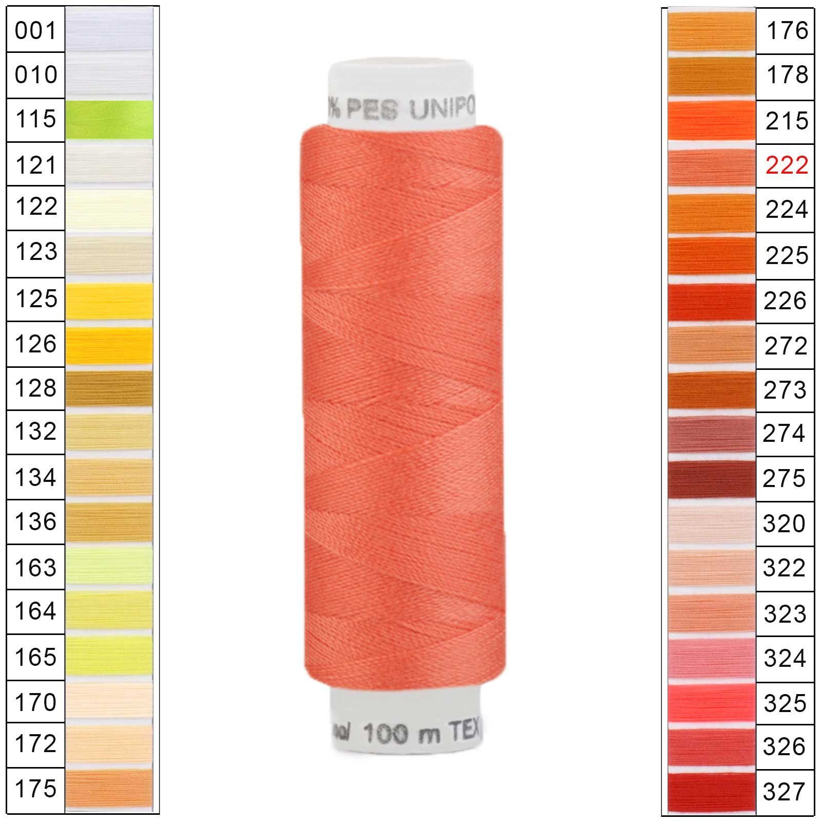 Thumbnail - maDDma Nähgarn 100m Unipoly 120 TEX14x2 Farbwahl 1v6 Nähgarn, 100 m, 222